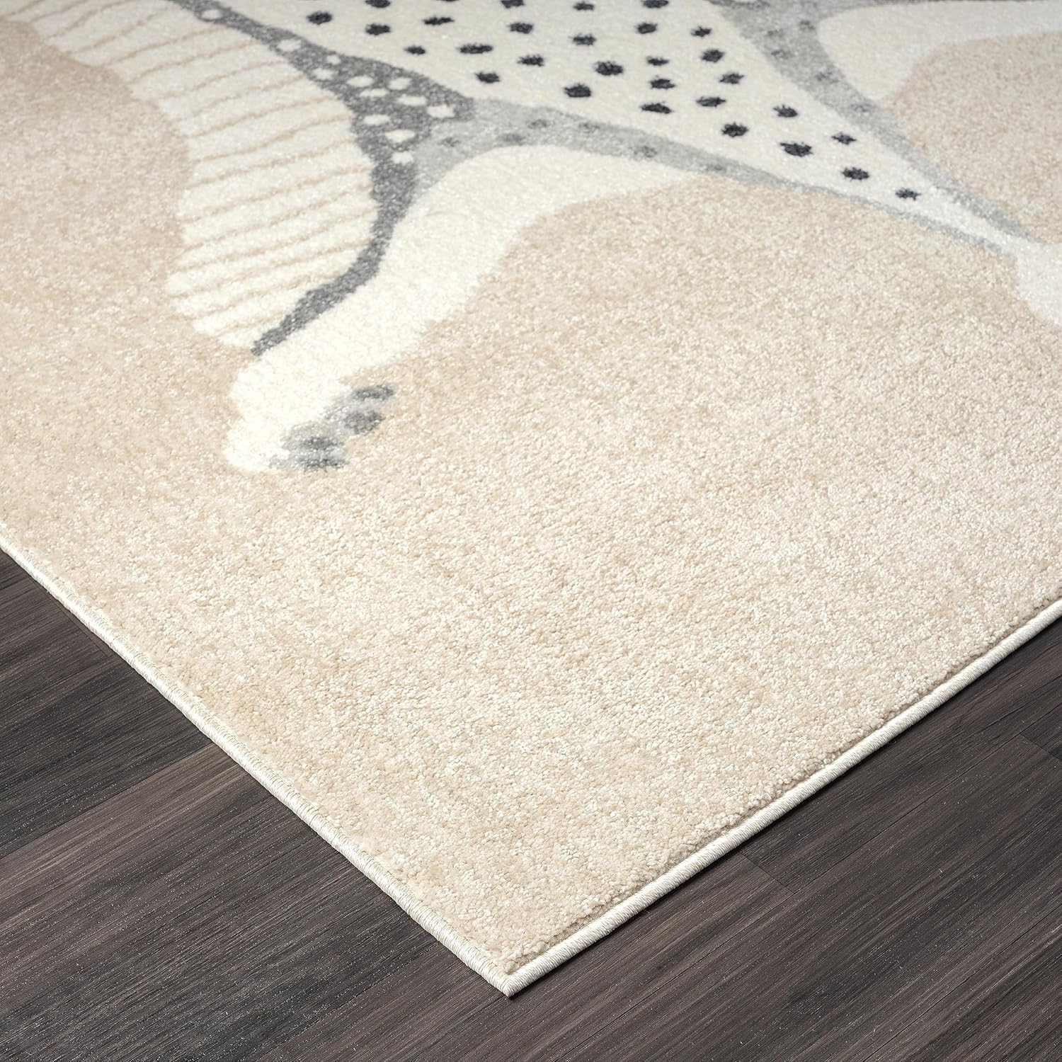 Abani Nuevo Collection – Alfombra de área, diseño moderno de piel sintética, color marfilbeige, 7.9 x 10.2 pies, fácil de limpiar, duradera para