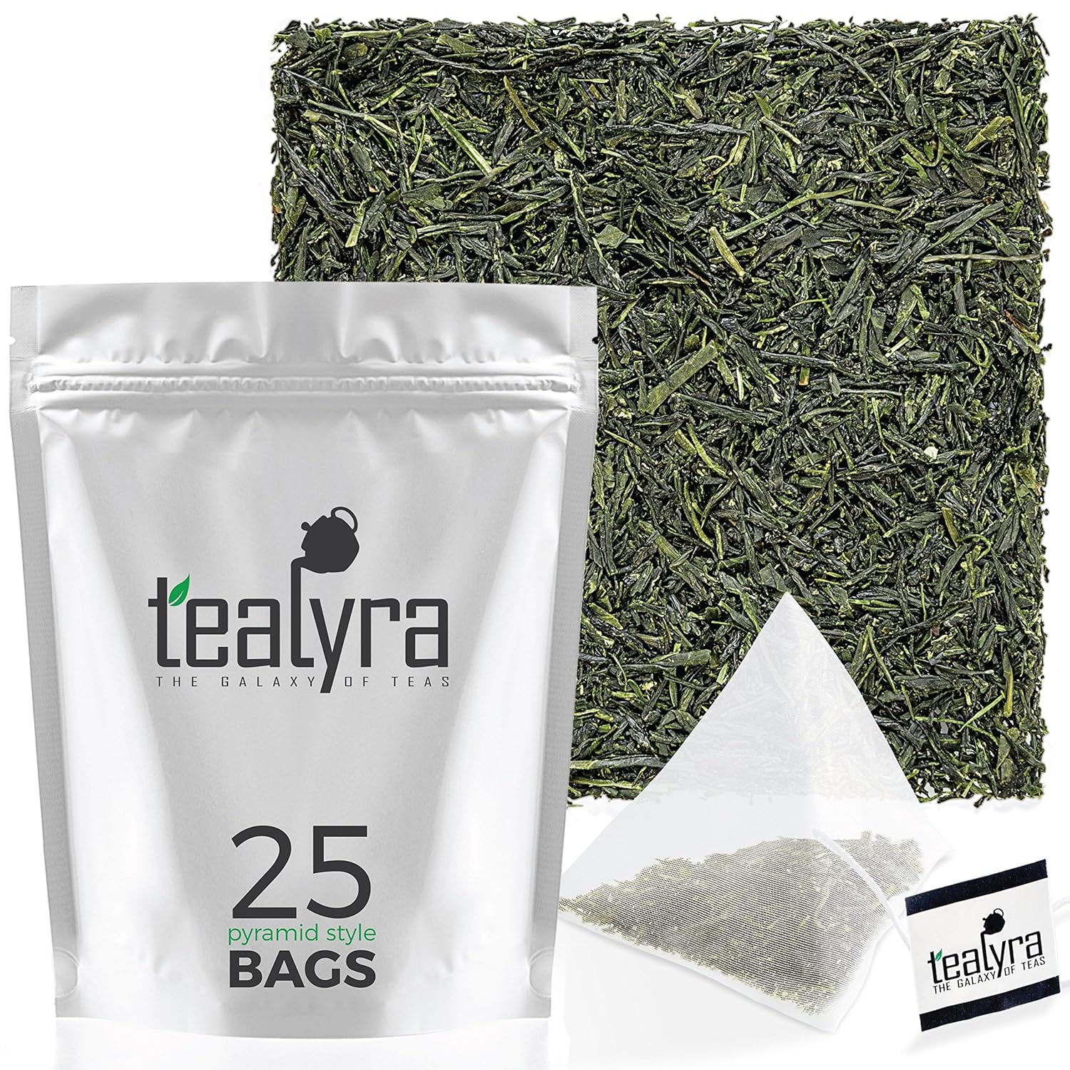 Tealyra – Gyokuro Kokyu Premium – 25 Bolsas – Té de hojas sueltas verde japonés – Bolsitas estilo pirámides