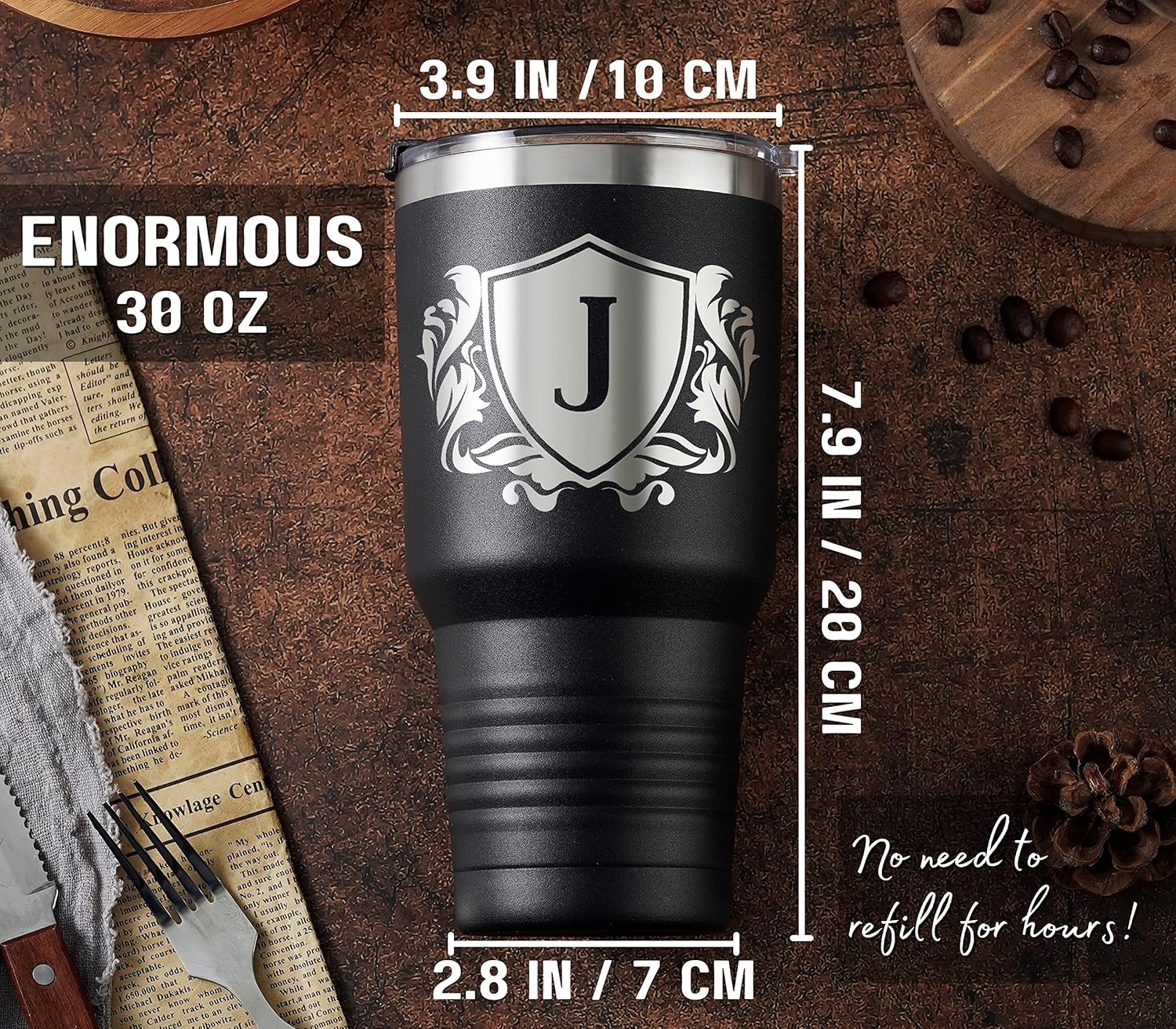 Onebttl Regalos personalizados para hombres con inicial R, vaso de viaje con monograma para él, tazas de café personalizadas, regalos únicos de