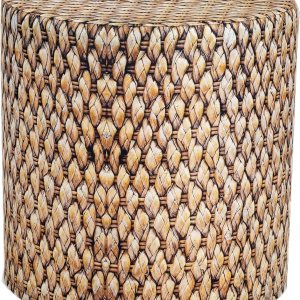 Delsit Woody – Puf otomano para exteriores, estampado de ratán, asiento redondo impermeable y ligero, hecho en Europa, reposapiés, decoración y Delsit Woody – Puf otomano para exteriores, estampado de ratán, asiento redondo impermeable y ligero, hecho en Europa, reposapiés, decoración y