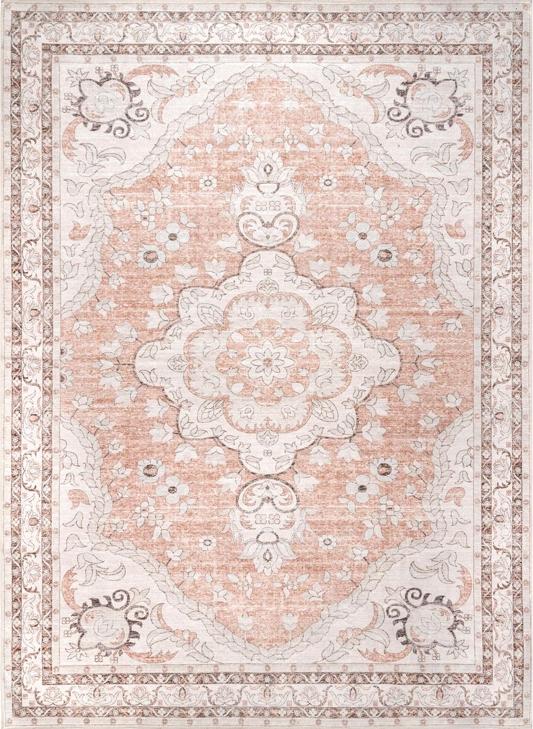 nuLOOM Tracie – Alfombra ultrafina lavable a máquina, 6 pies, redonda, color durazno