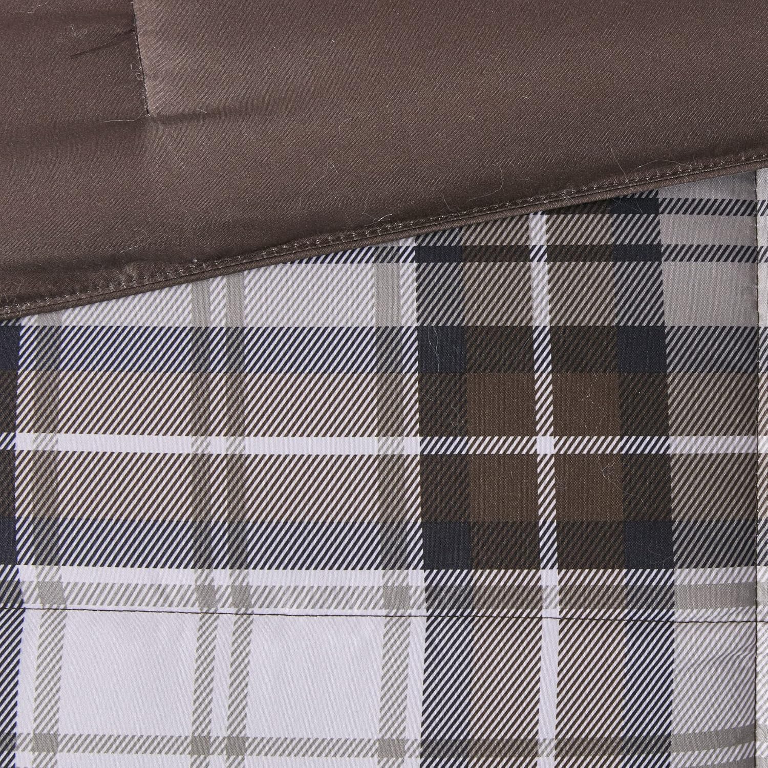 Madison Park Essentials Parkston – Edredón a cuadros, funda a juego, funda de liberación de manchas Scotchguard 3M, hipoalergénico para todas las