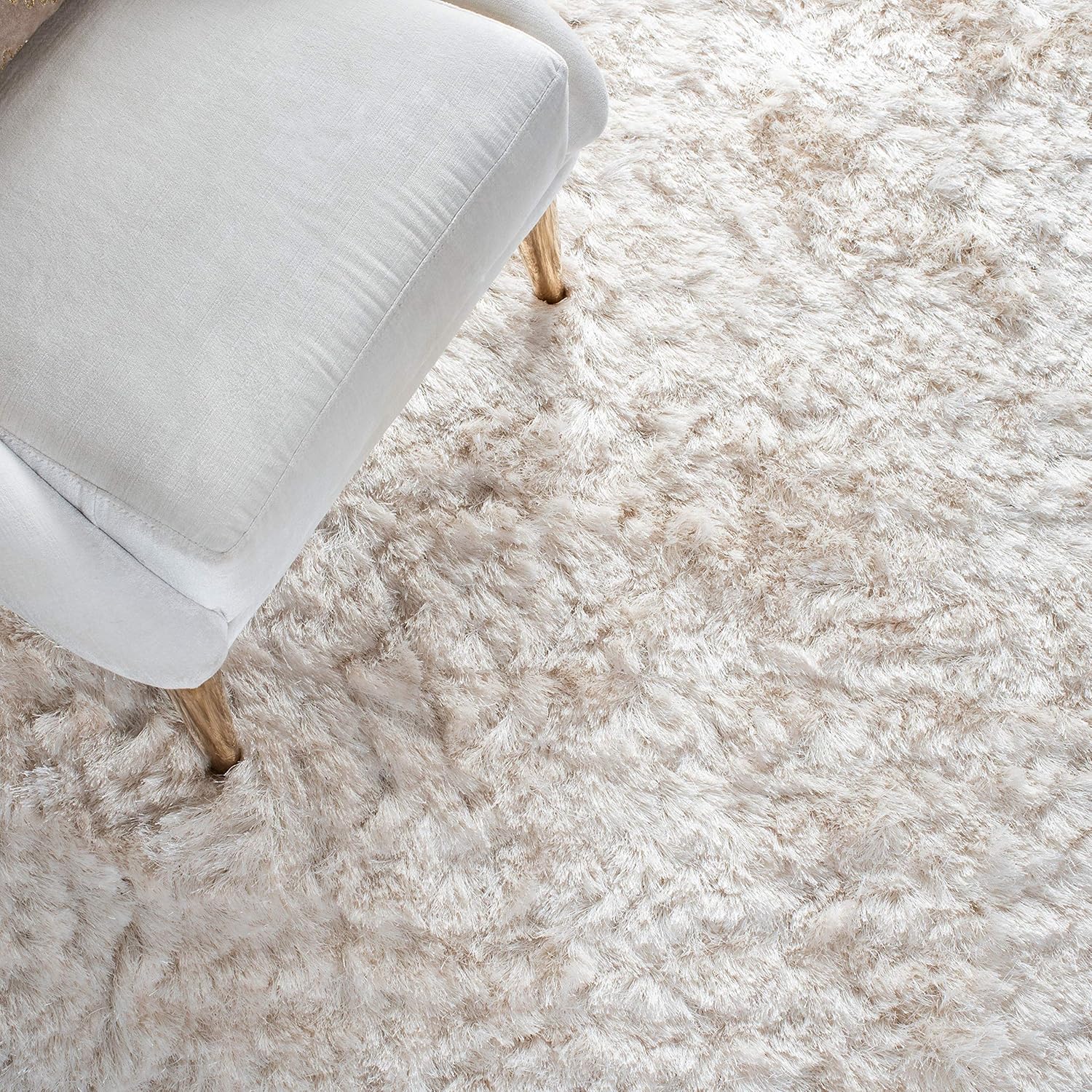 Safavieh Colección Paris Shag, alfombra de poliéster, Polipropileno, Ivory