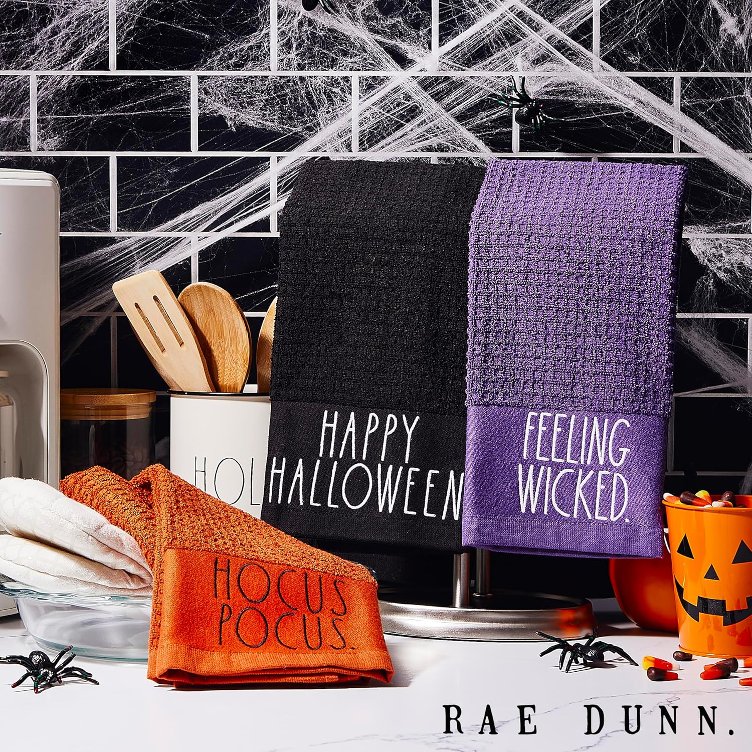 Rae Dunn Toallas de mano, toalla de cocina decorativa bordada para la cocina y el baño, 100% algodón, altamente absorbente, paquete de 3, 16 x 26