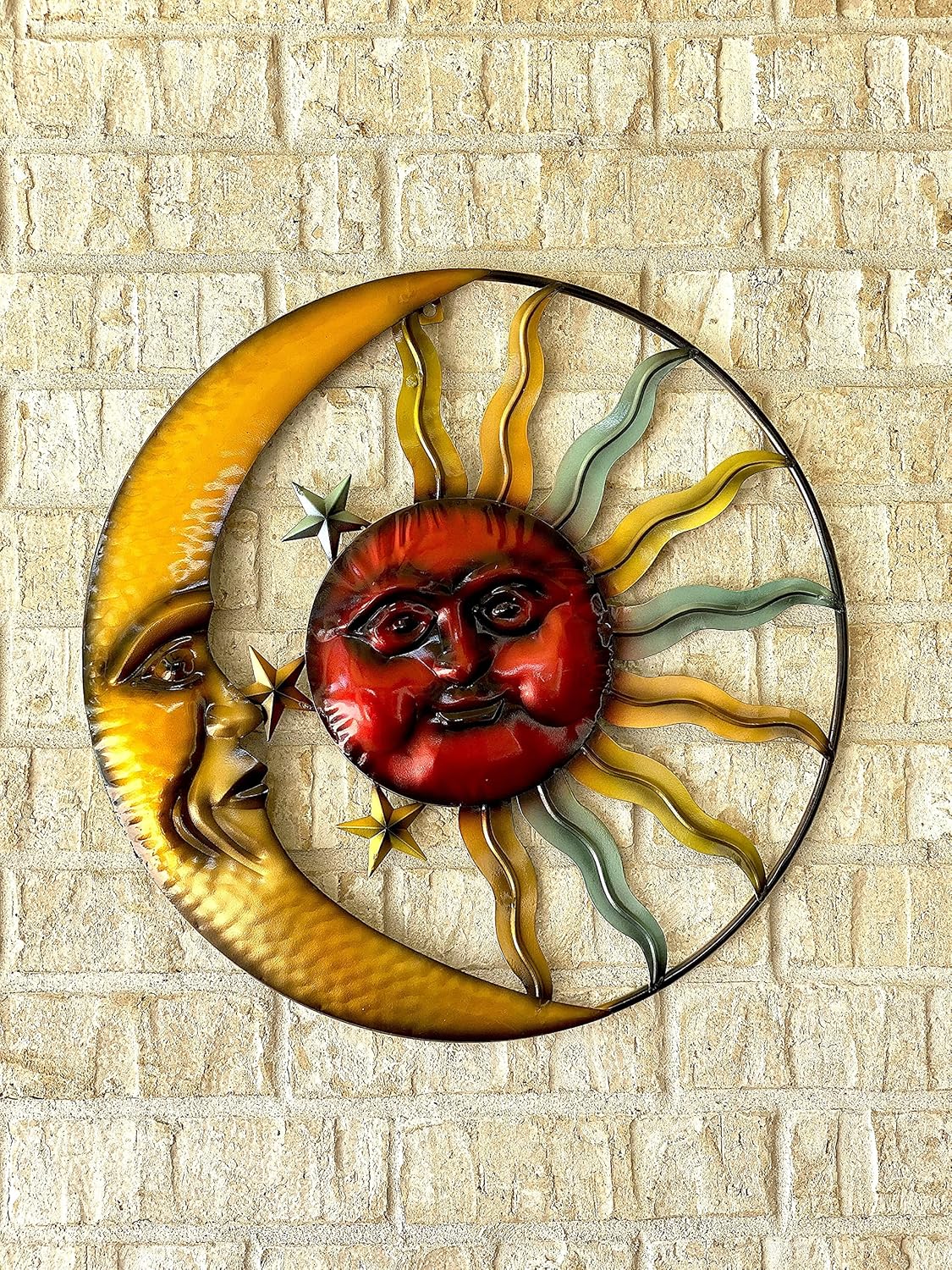 STC World Sunface Moon Stars Celestial Metal Art Interior Exterior Wall Garden Decor 20″