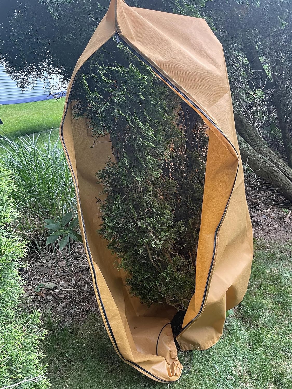 CHARGUY Cubiertas para plantas, protección contra congelación y heladas, mantas de invierno para plantas al aire libre con cordón y cremallera,