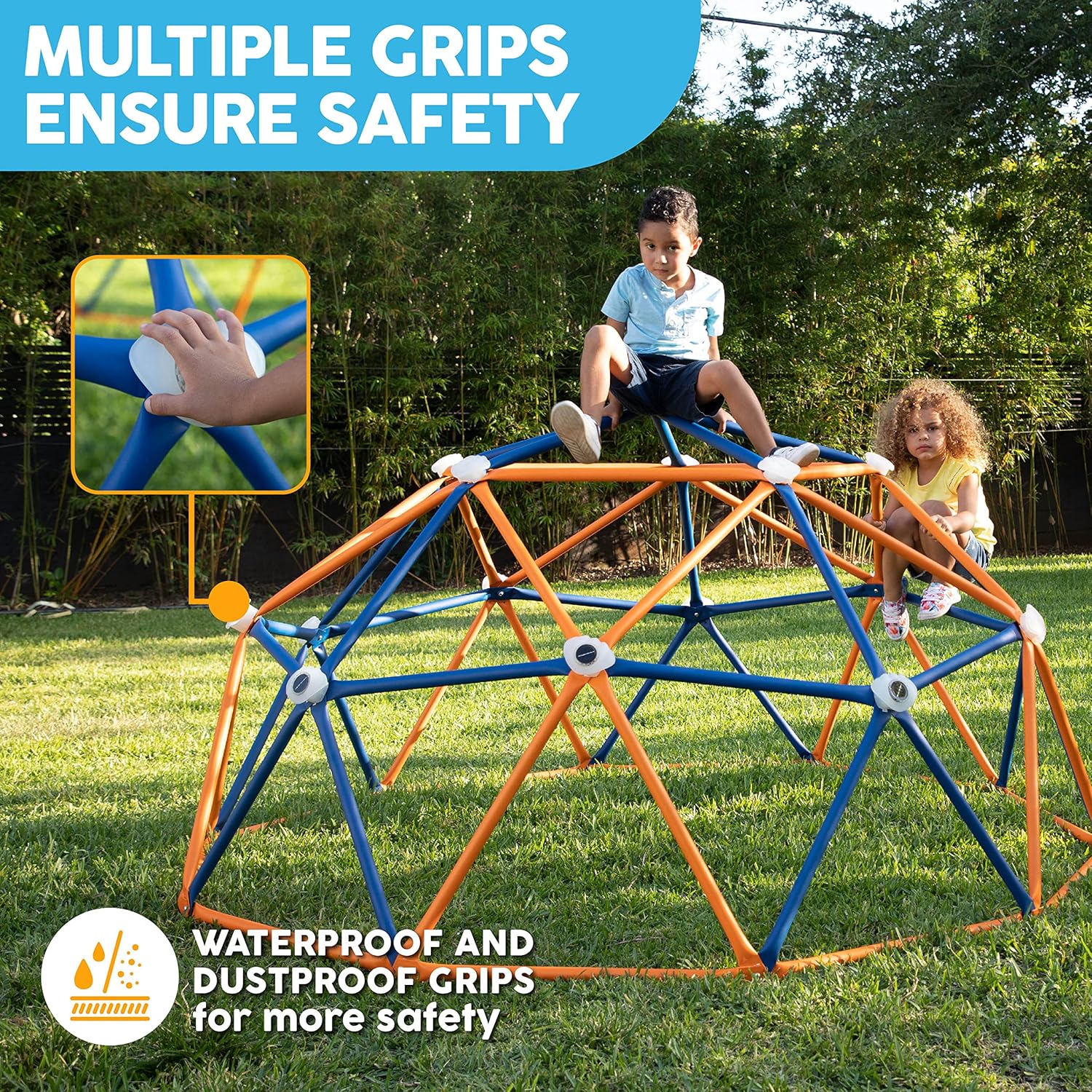 Big Sky Domo Climber Jungle Gym de varios tamaños para uso en exteriores o interiores con luces LED solares y agarres de escalada, perfecto para