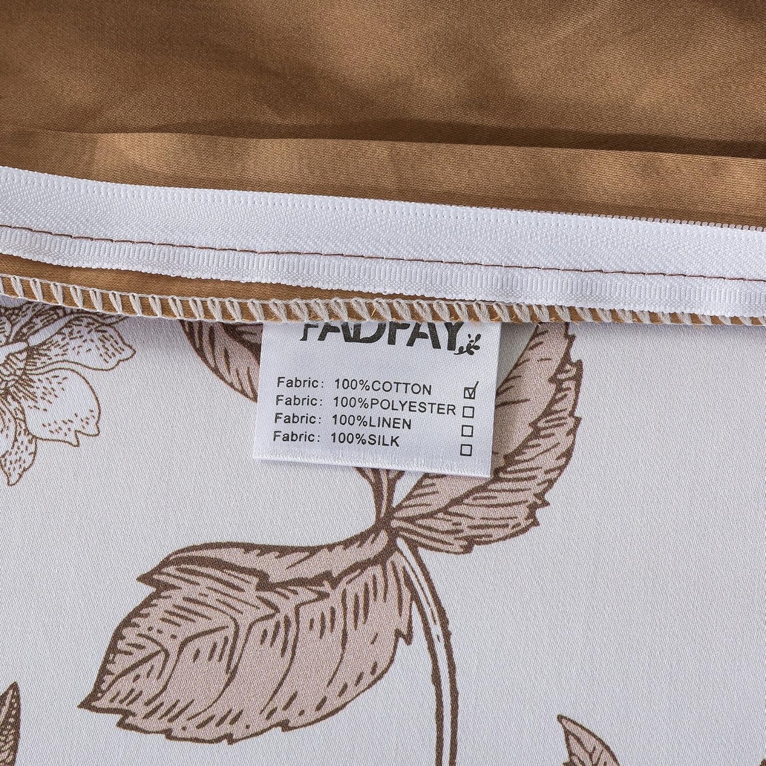 FADFAY Juego de funda de edredón de rosa desgastada, tamaño individual XL, ropa de cama floral vintage blanca y marrón, elegante juego de funda de