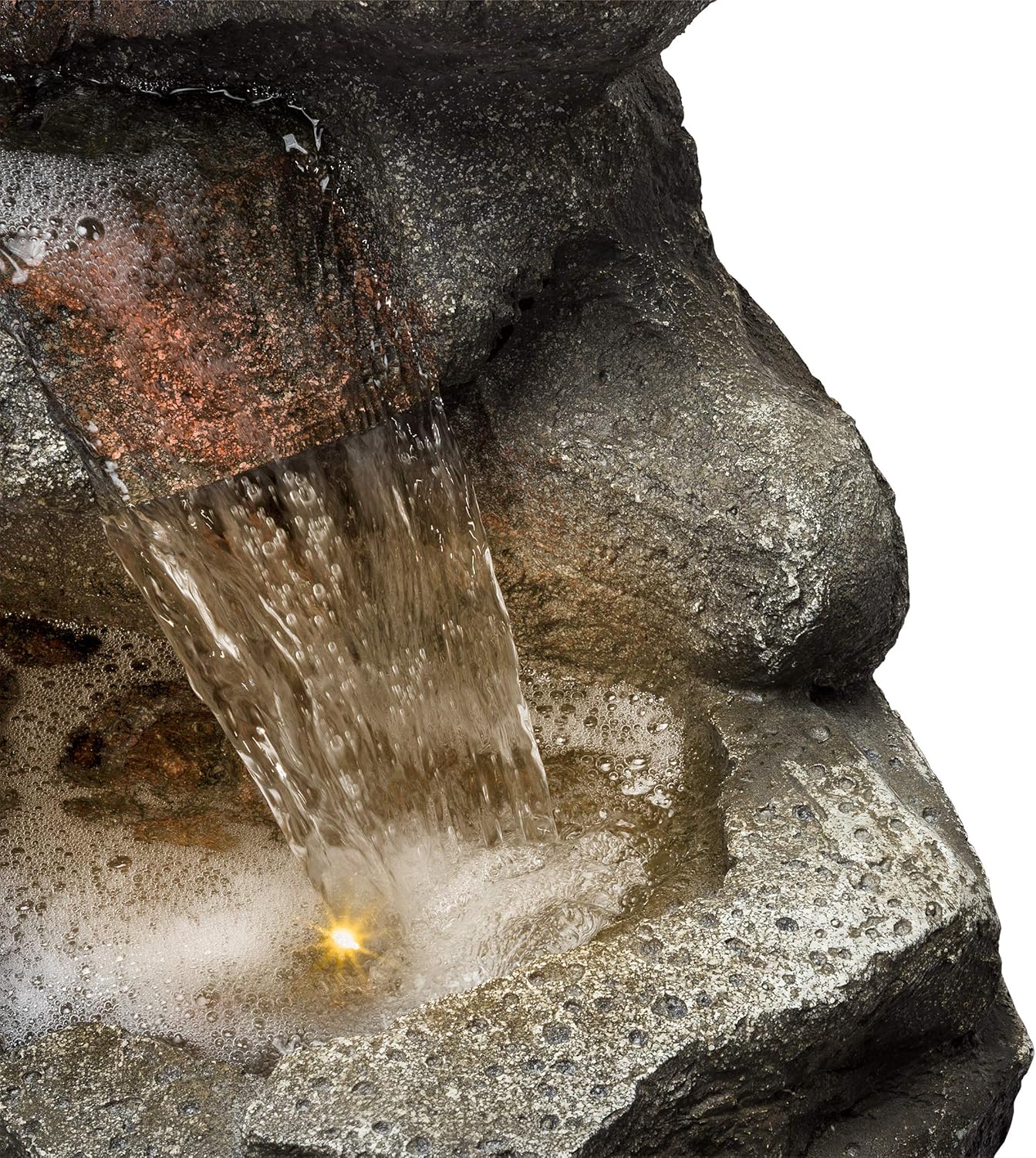 Alpine Corporation WIN1184 Fuente de cascada de roca de 5 niveles con luces LED con aspecto de piedra natural, 40 pulgadas, gris
