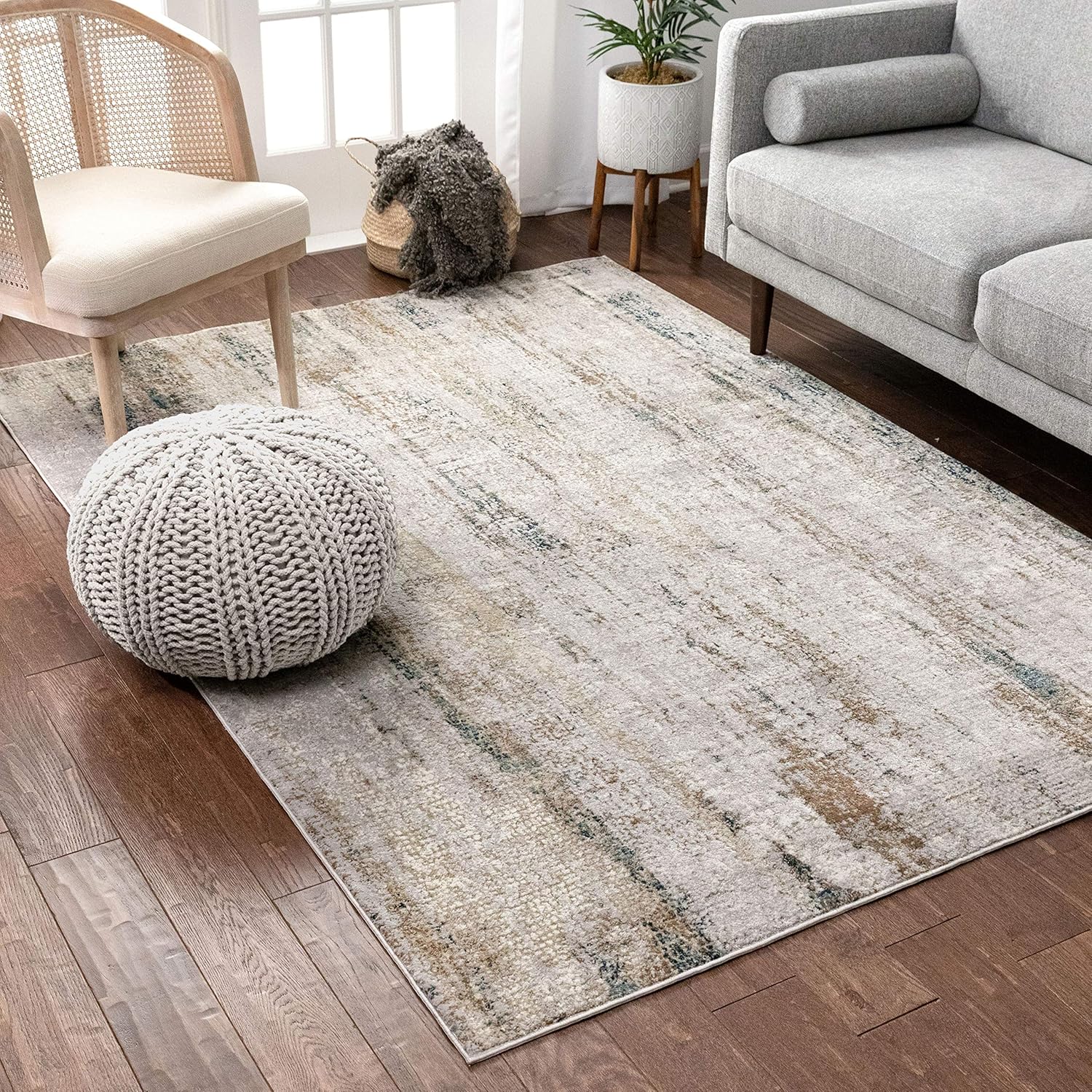 Well Woven Lada – Alfombra vintage envejecida beige y azul (5 pies 3 pulgadas x 7 pies 3 pulgadas)