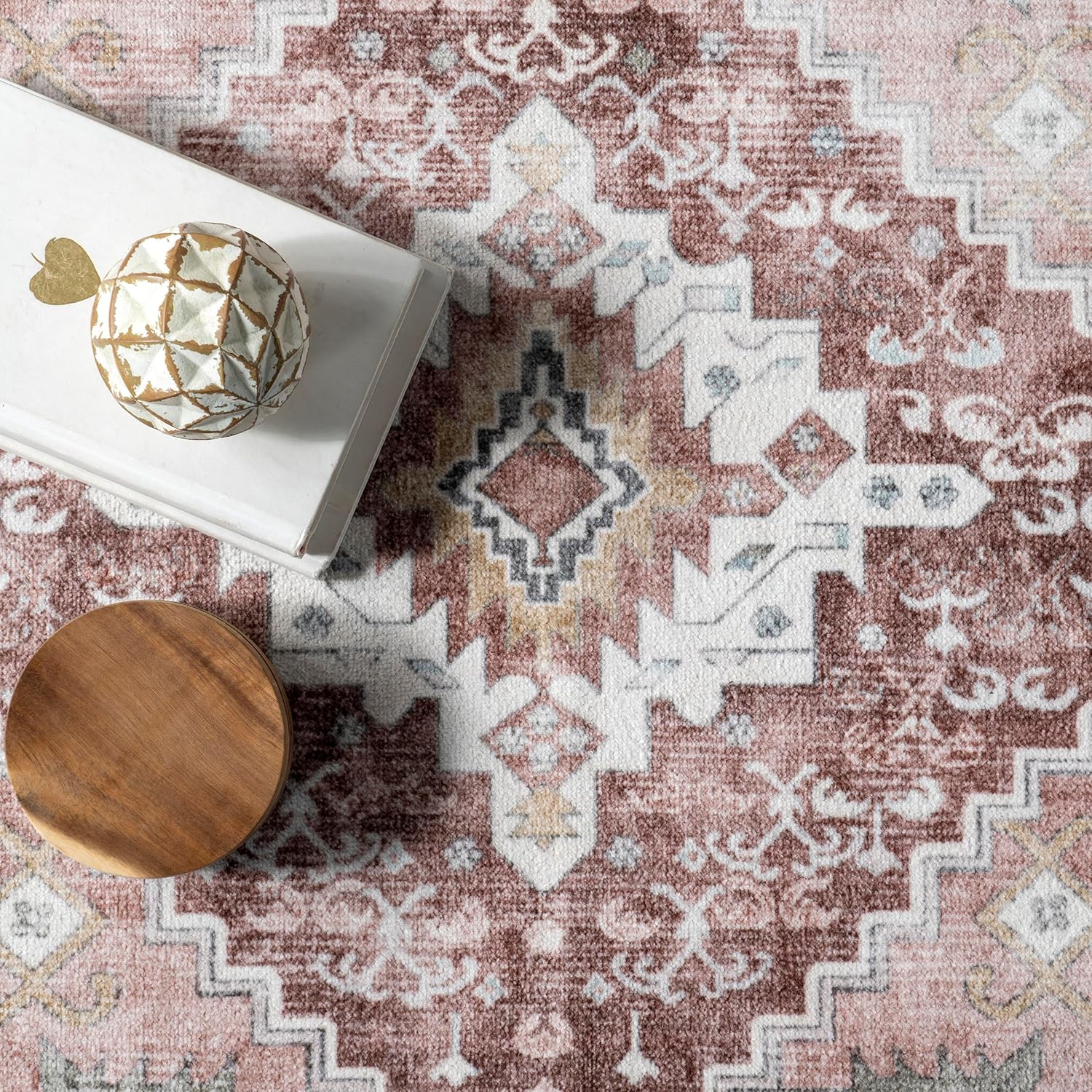 nuLOOM Lawrence – Alfombra tradicional ultrafina, lavable a máquina, 5 x 8 pulgadas, color rubor