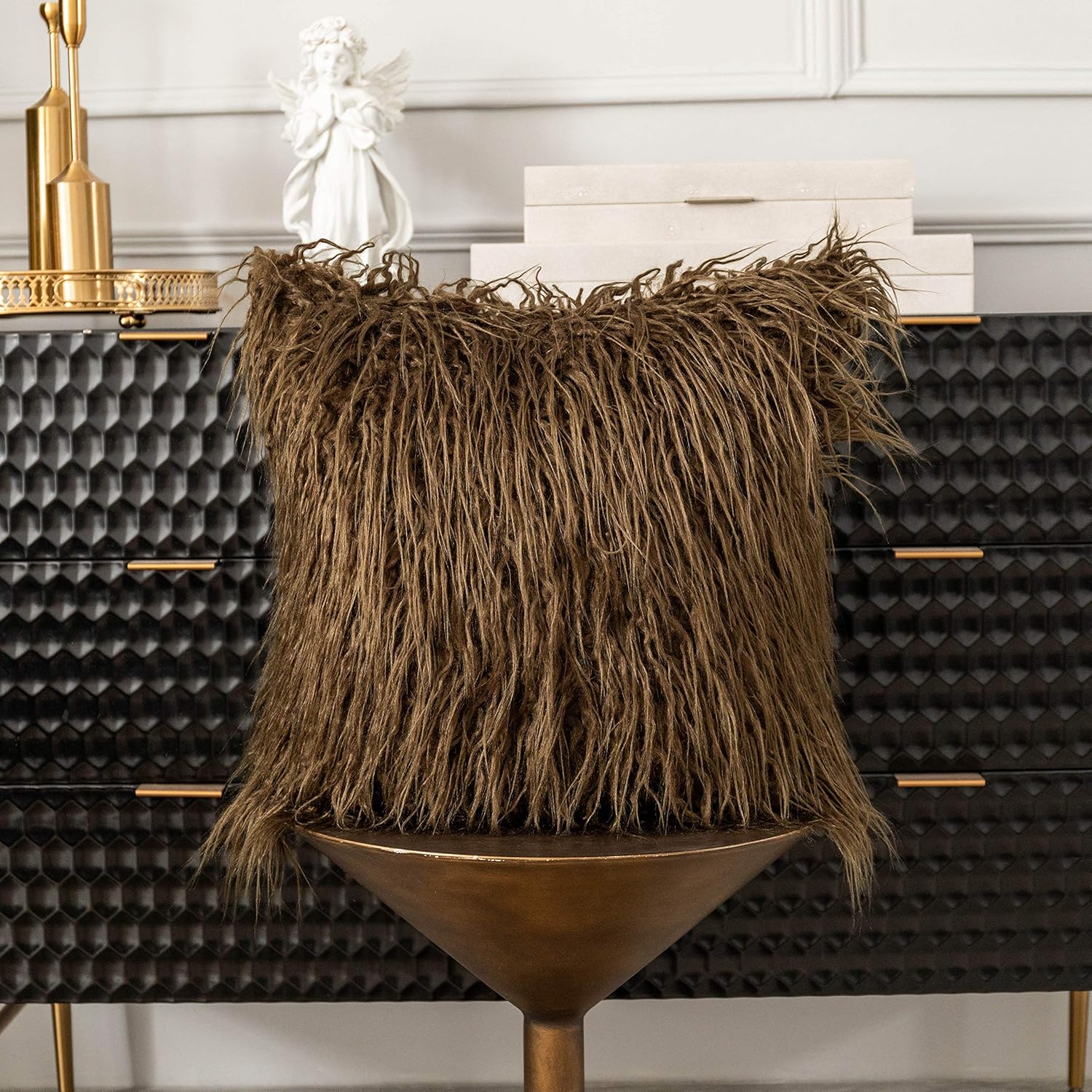Kevin Textile – Fundas de cojín decorativas, serie de cuero sintético de lujo, para sofá