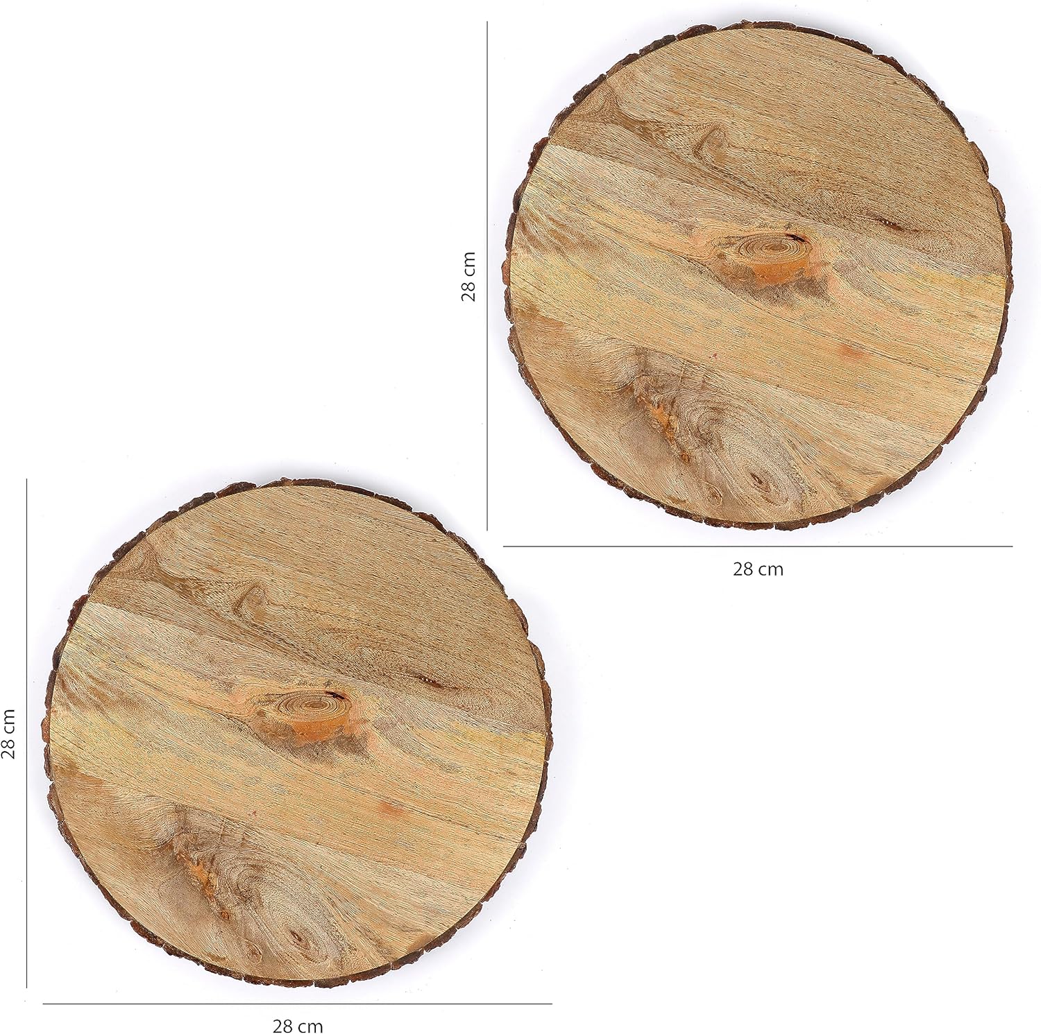 Wood Charger – Platos de 9 pulgadas, platos de aperitivo y platos llanos de corteza de madera, plato de almuerzo, colección de corteza, plato de
