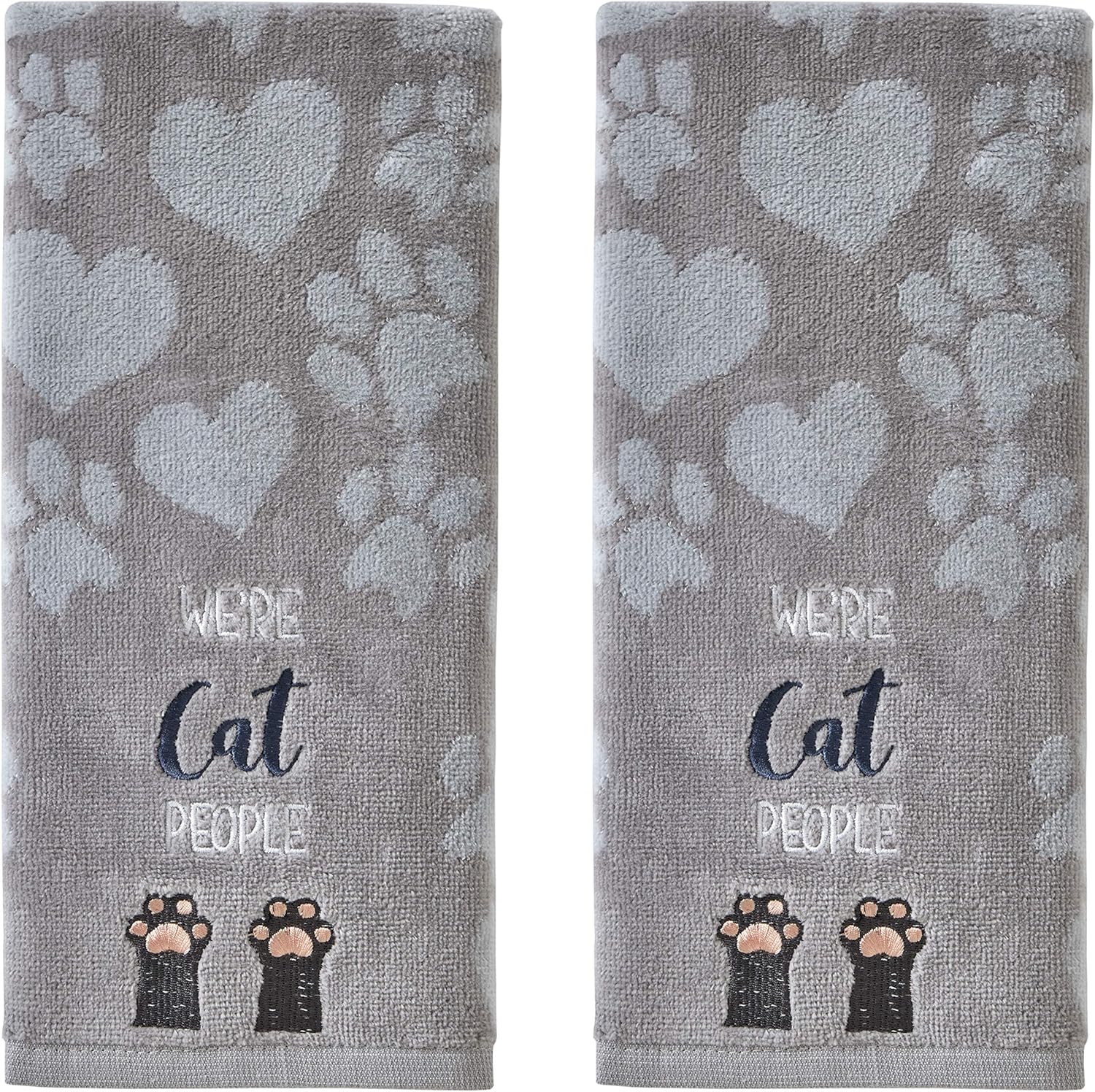 SKL Home by Saturday Knight Ltd. Cat People – Toalla de mano, gris, pequeña (paquete de 2)