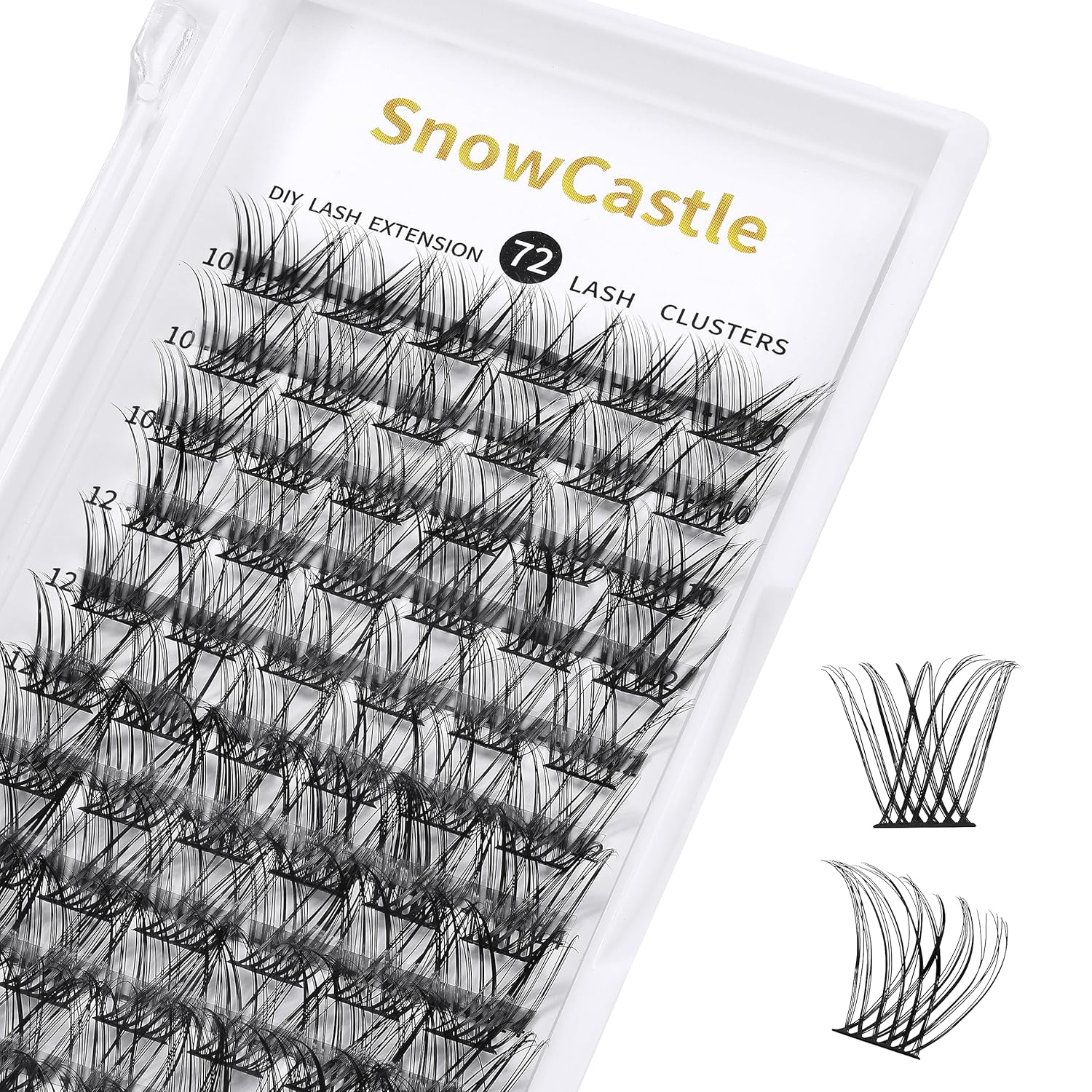snowcastle 72 extensiones de pestañas individuales de 0.35 a 0.630 pulgadas, rizado D C, 0.10, 0.70, 0.50, extensiones de pestañas de gato (SN02)
