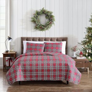 Beatrice Home Fashions Juego de ropa de cama ligero tamaño King, diseño a cuadros, rojo, negro, verde Beatrice Home Fashions Juego de ropa de cama ligero tamaño King, diseño a cuadros, rojo, negro, verde