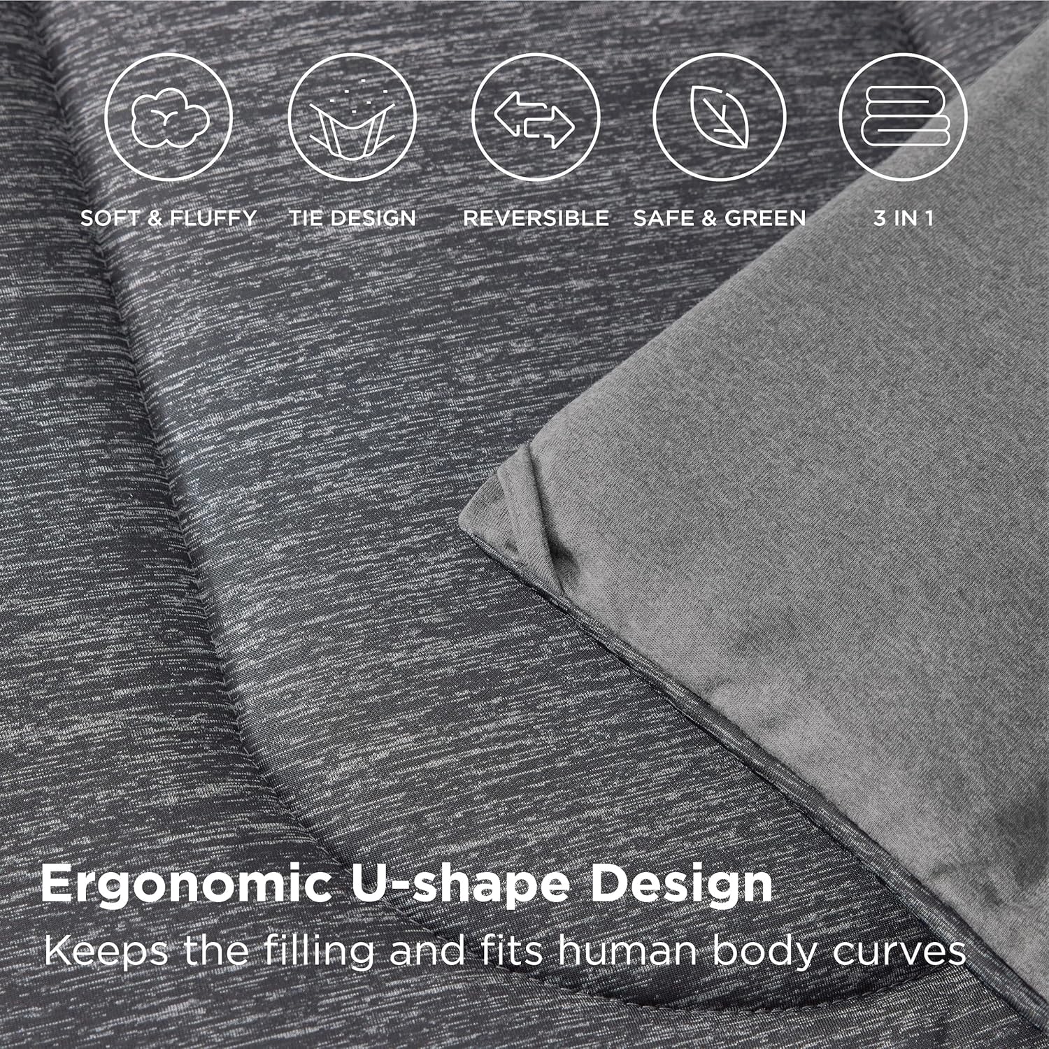 Bedsure Juego de edredón Cal King, juego de cama refrescante y cálido, edredón reversible gris oscuro para todas las estaciones, 3 piezas, 1 edredón