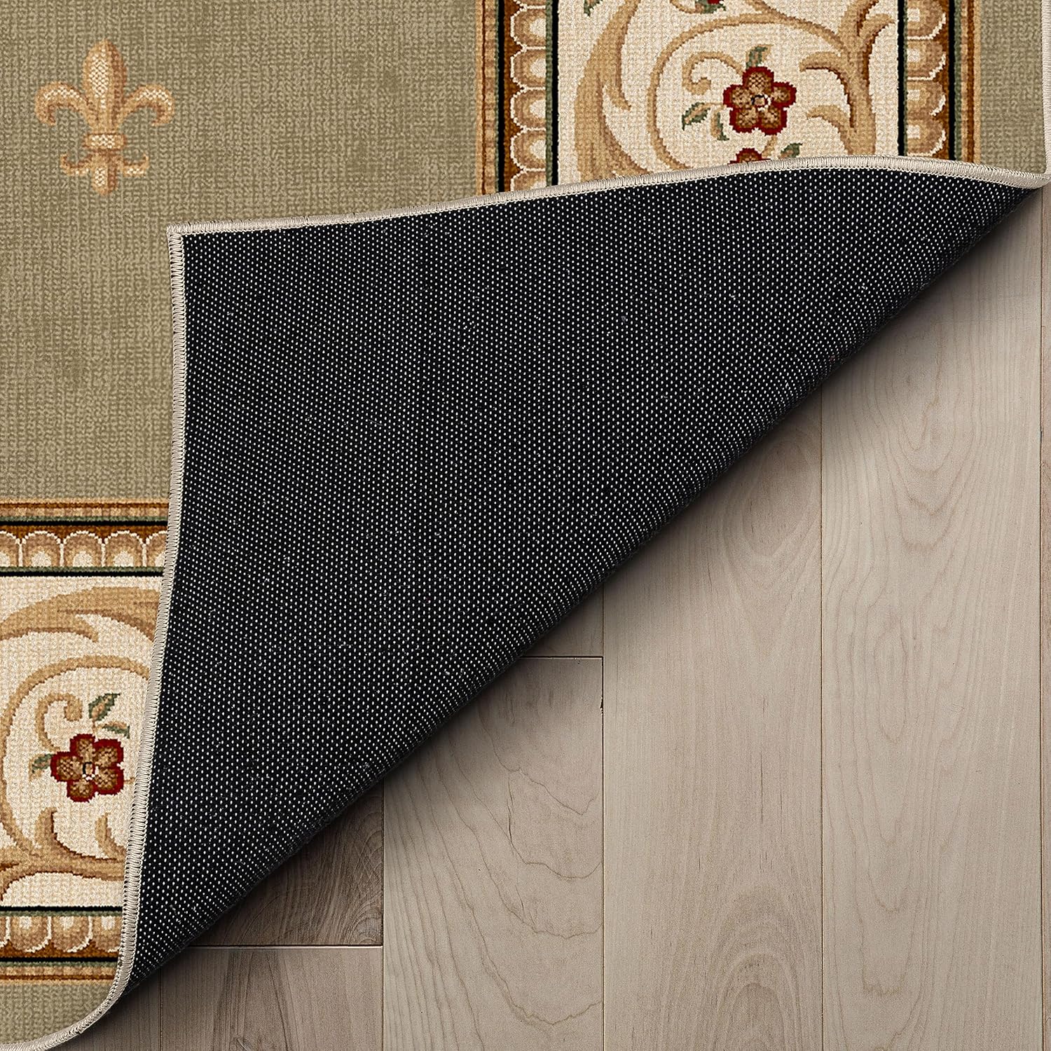 Well Woven Apollo Fleur De Lis – Alfombra de pasillo de tejido plano, color verde claro, 2 x 5 pies