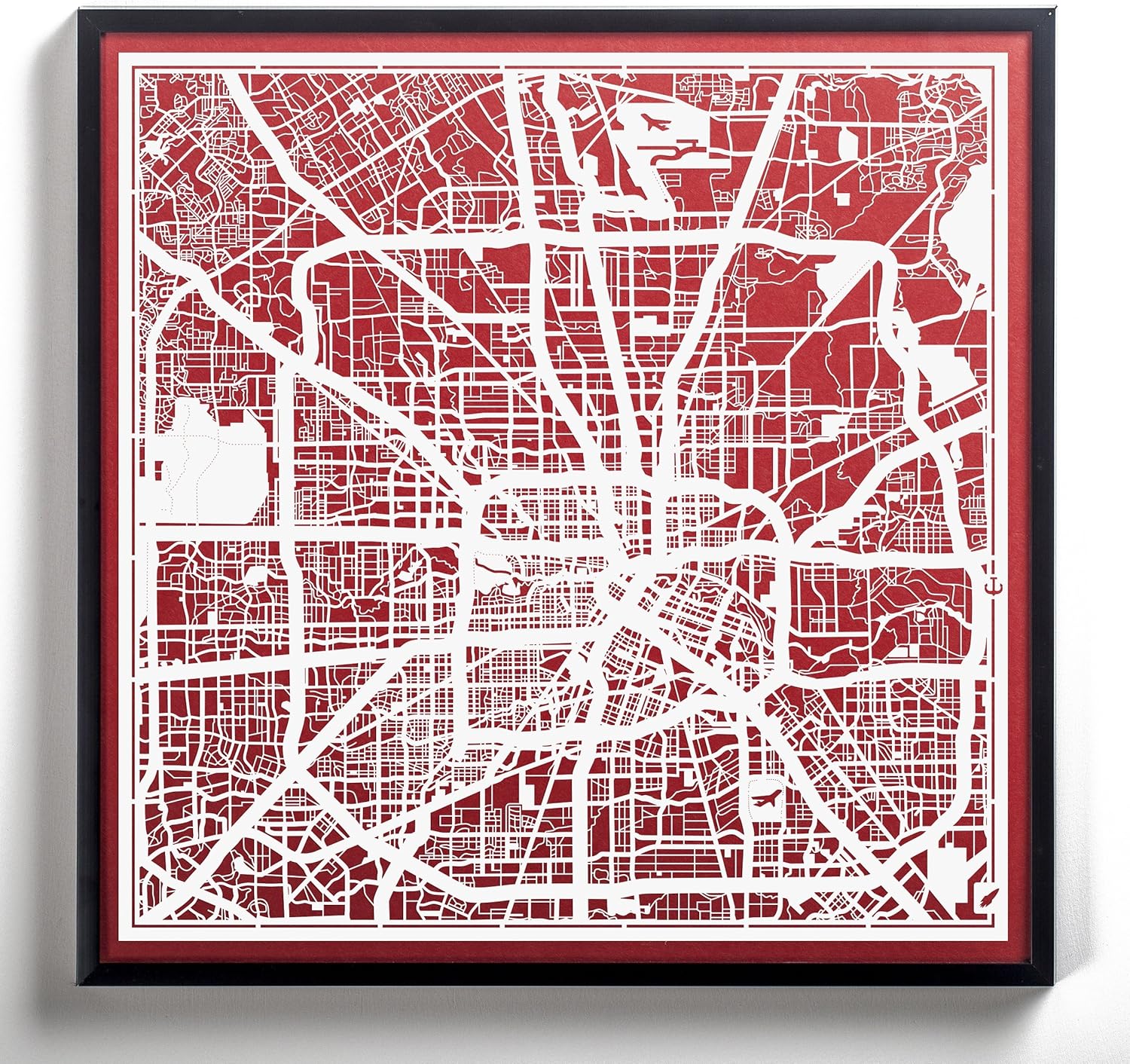 O3 Design Studio – Mapa de corte de papel de Houston de 12 x 12 pulgadas, color blanco