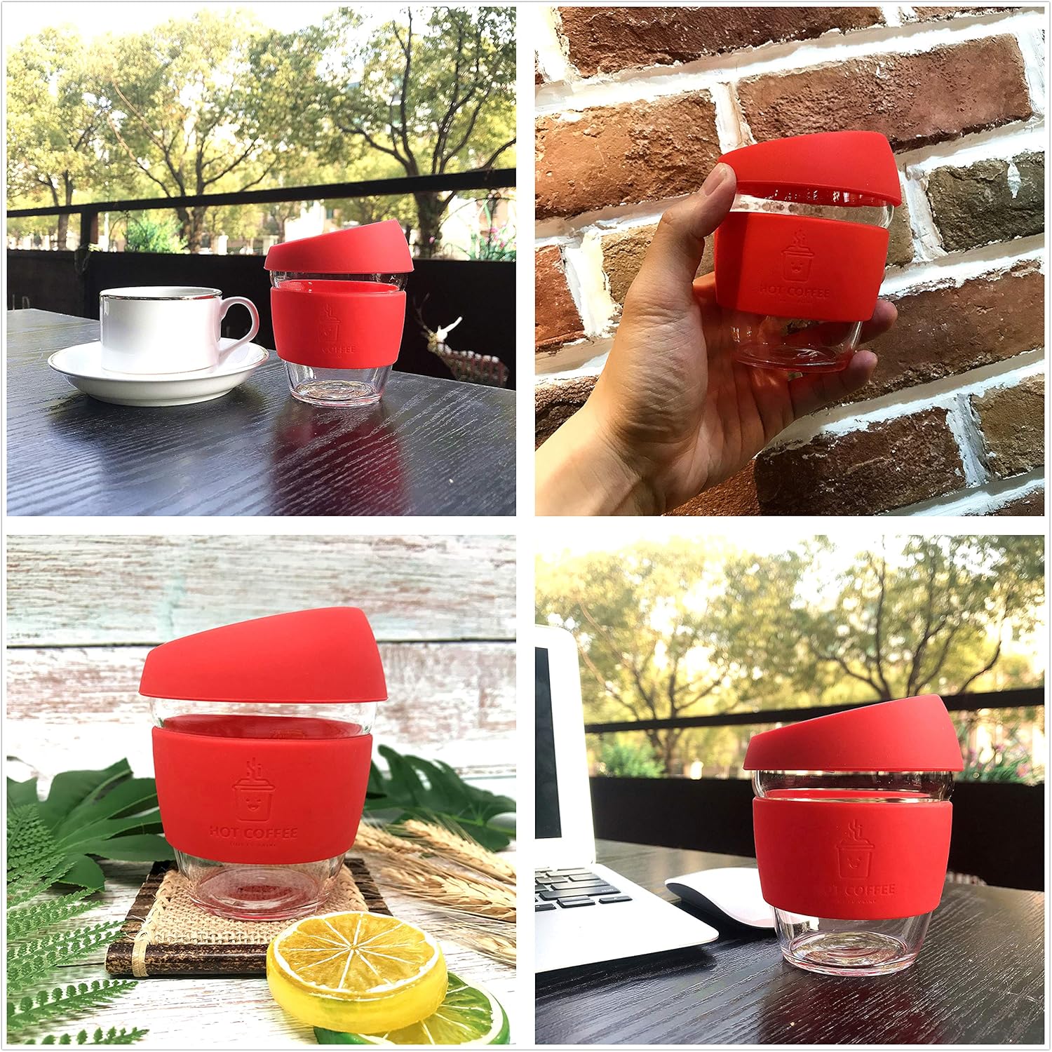 Taza de café reutilizable con tapa a prueba de fugas y funda antideslizante, apta para lavavajillas y microondas