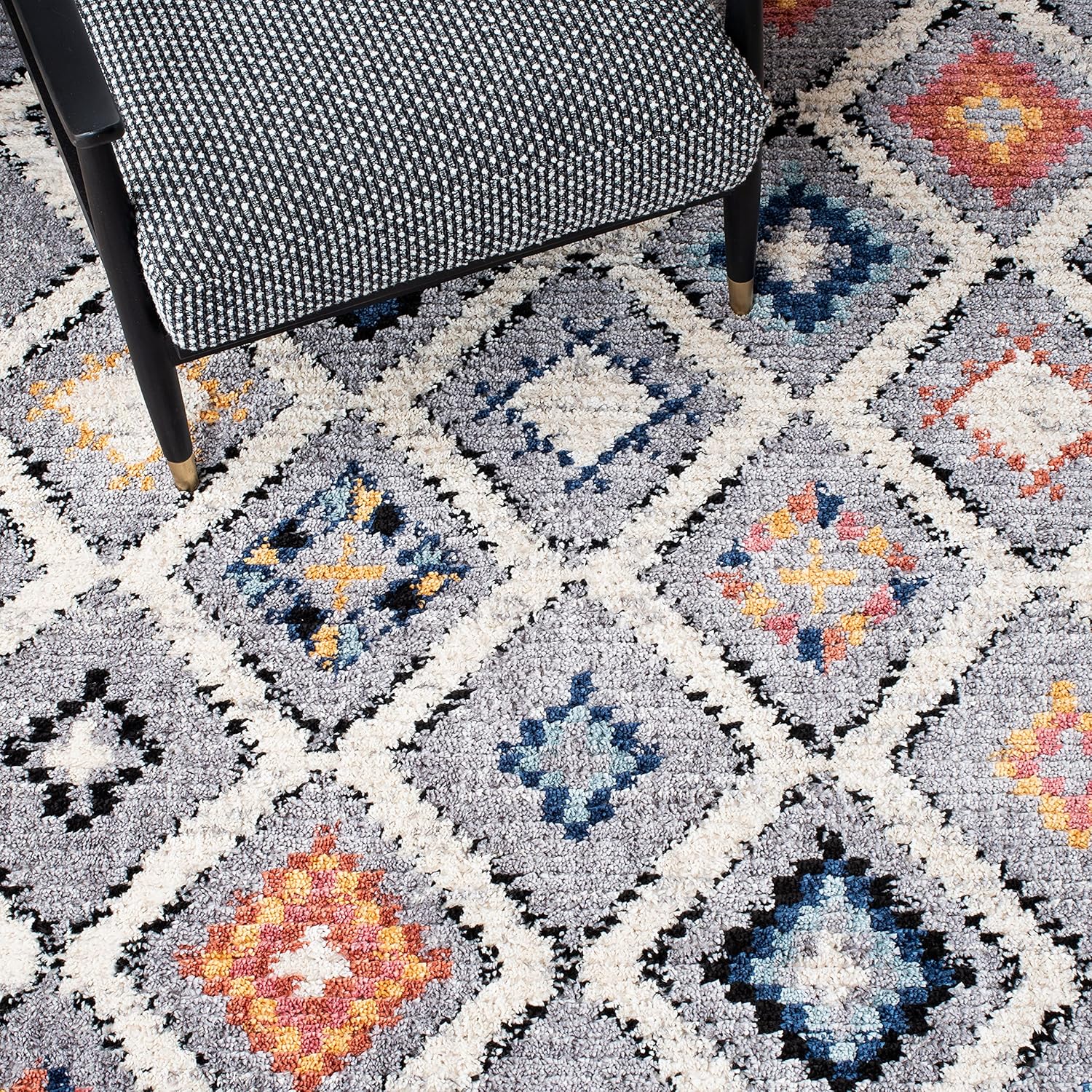 SAFAVIEH Morocco Collection – Alfombra de área de 6 x 9 pies, diseño tribal bohemio marroquí, no desprende pelusa y de fácil cuidado, ideal para