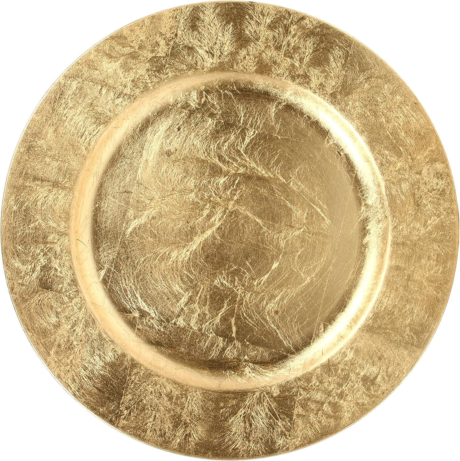 Hosley Juego de 4, platos de carga decorativos de plástico dorado, 11.75 pulgadas de diámetro. Regalo ideal para bodas, recuerdos de fiesta, novia,