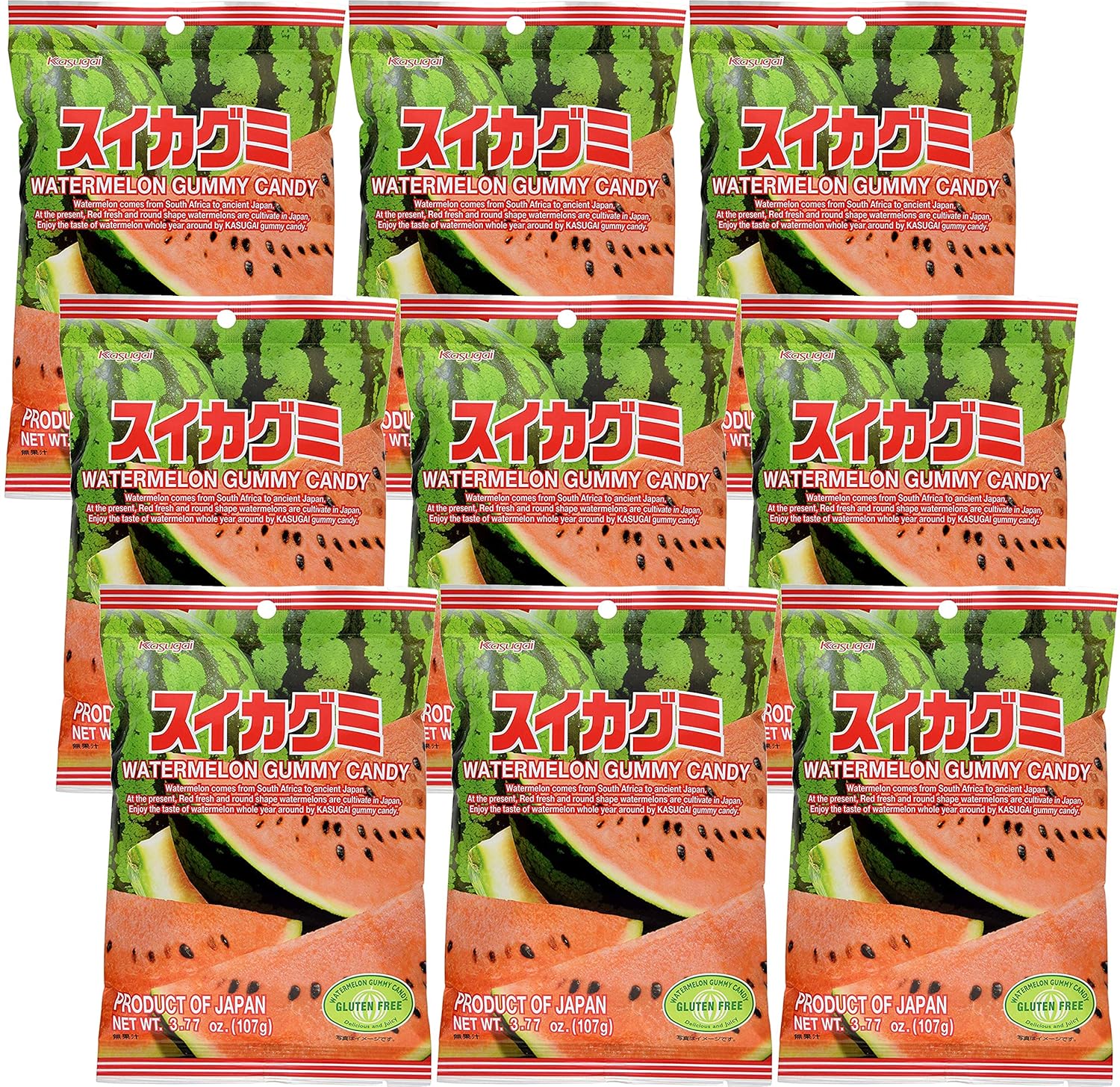 Kasugai Caramelos gomosos de sandía 3.77 onzas (paquete de 9)