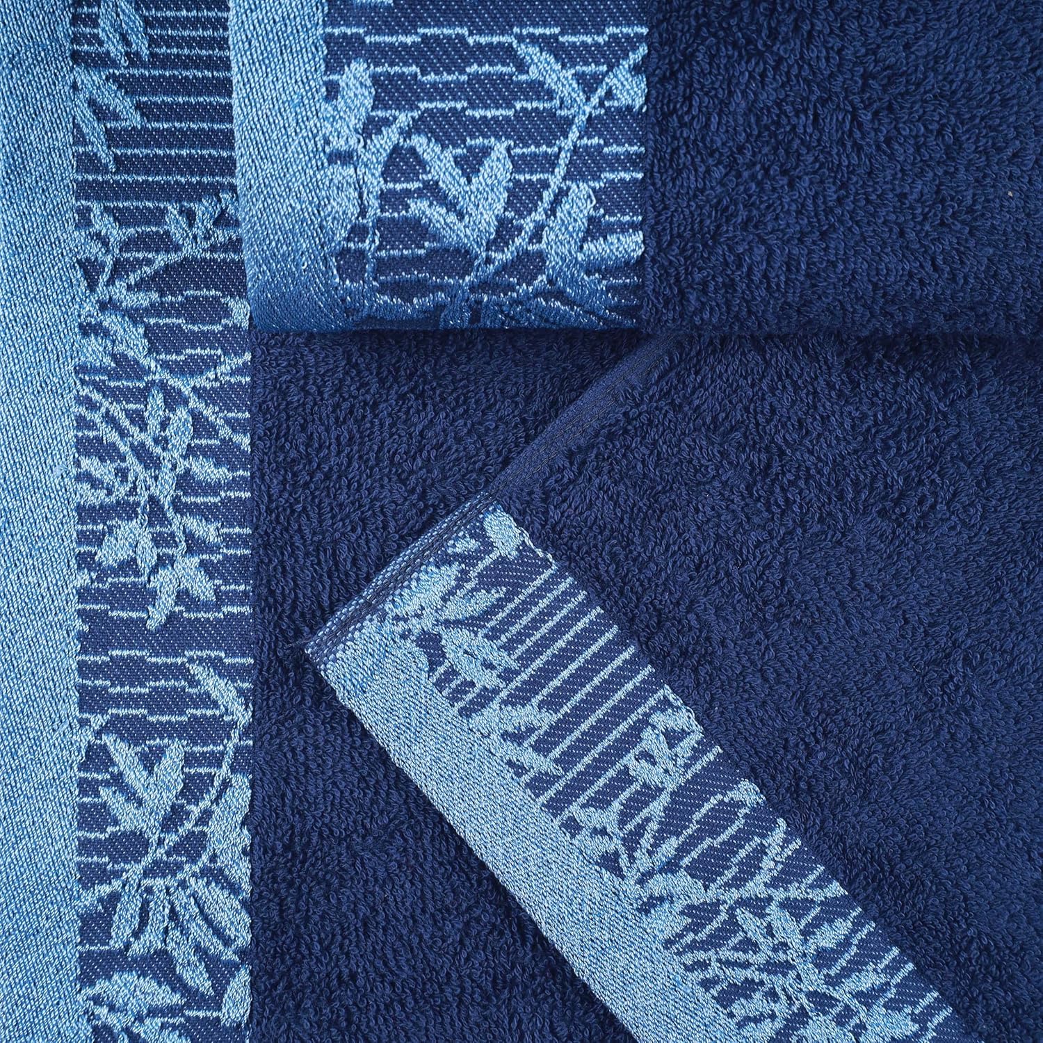 Superior Juego de toallas de algodón de 12 piezas, borde Dobby jacquard floral, secado rápido, baño decorativo, spa, ducha, baño, incluye 3 cuerpos,