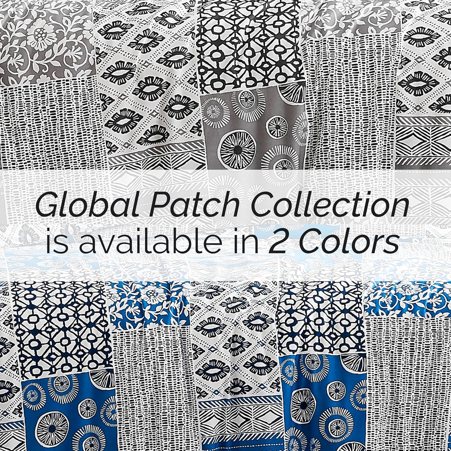 Southshore Fine Living, Inc. Global Patch Collection – Funda alternativa al plumón para todas las estaciones, juego de edredón de 3 piezas de gran