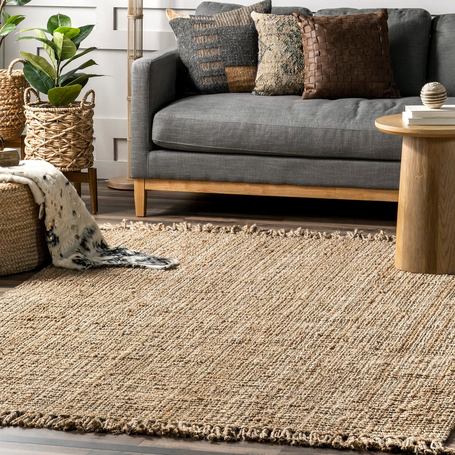 nuLOOM – Alfombra gruesa de yute Daniela Farmhouse de fibra natural, ecológica, hecha a mano, dormitorio, sala de estar, comedor