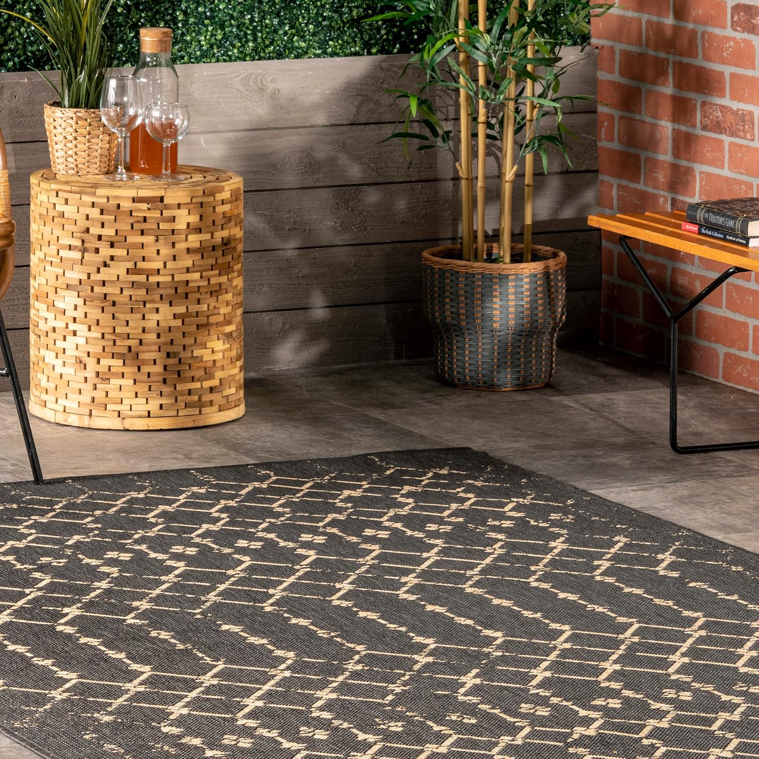 nuLOOM Grayson – Alfombra marroquí Trellis para interiores y exteriores, 7 x 9 pulgadas, color carbón
