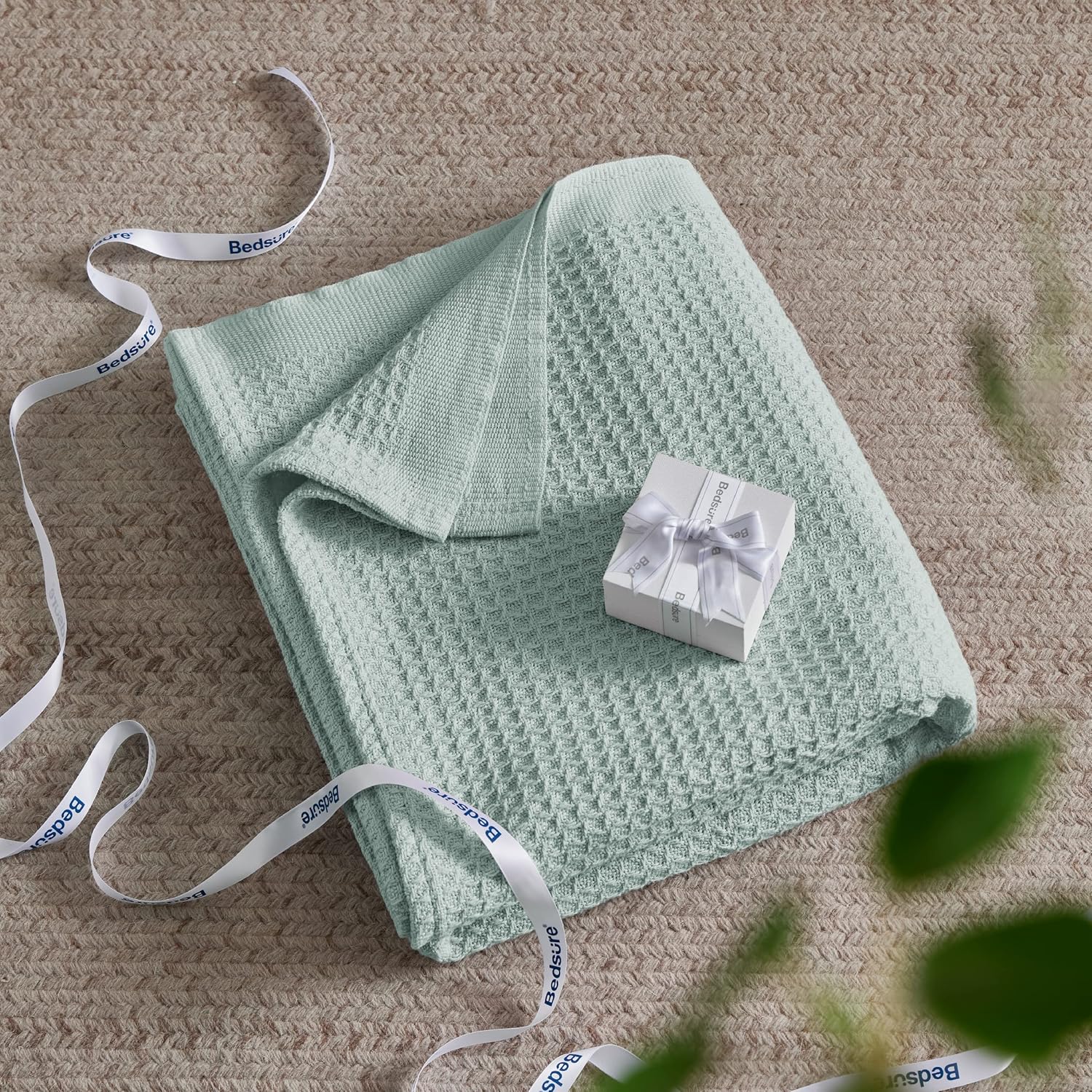 Bedsure – Mantas 100 % algodón tamaño Twin XL para cama, tejidas con punto gofre de 405 GSM, acogedoras, cálidas, suaves y livianas, para todas las