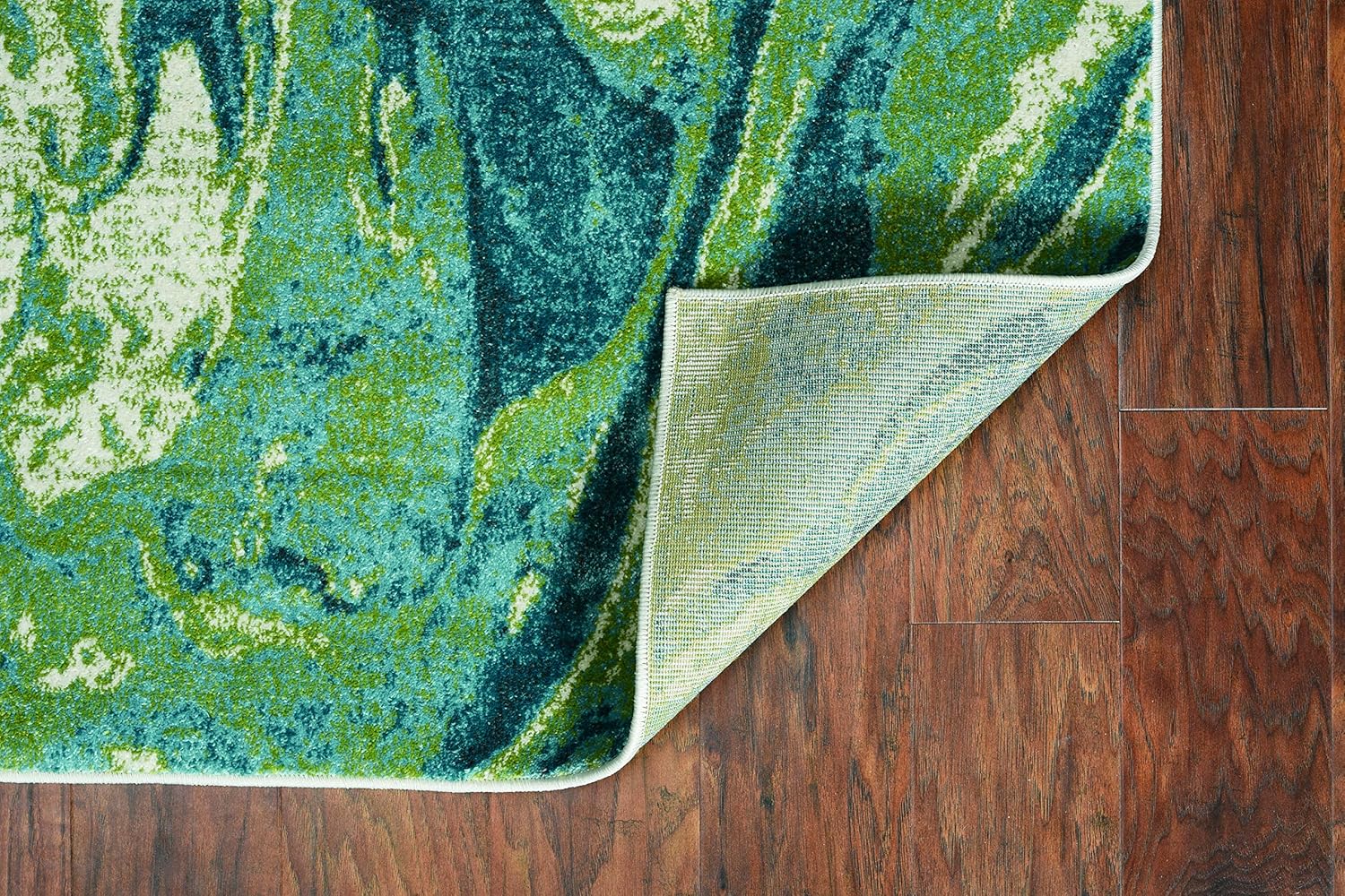 Kas Rugs Watercolors – Alfombra abstracta de mediados de siglo, color verde azulado, 5 pies x 7 pies 6 pulgadas