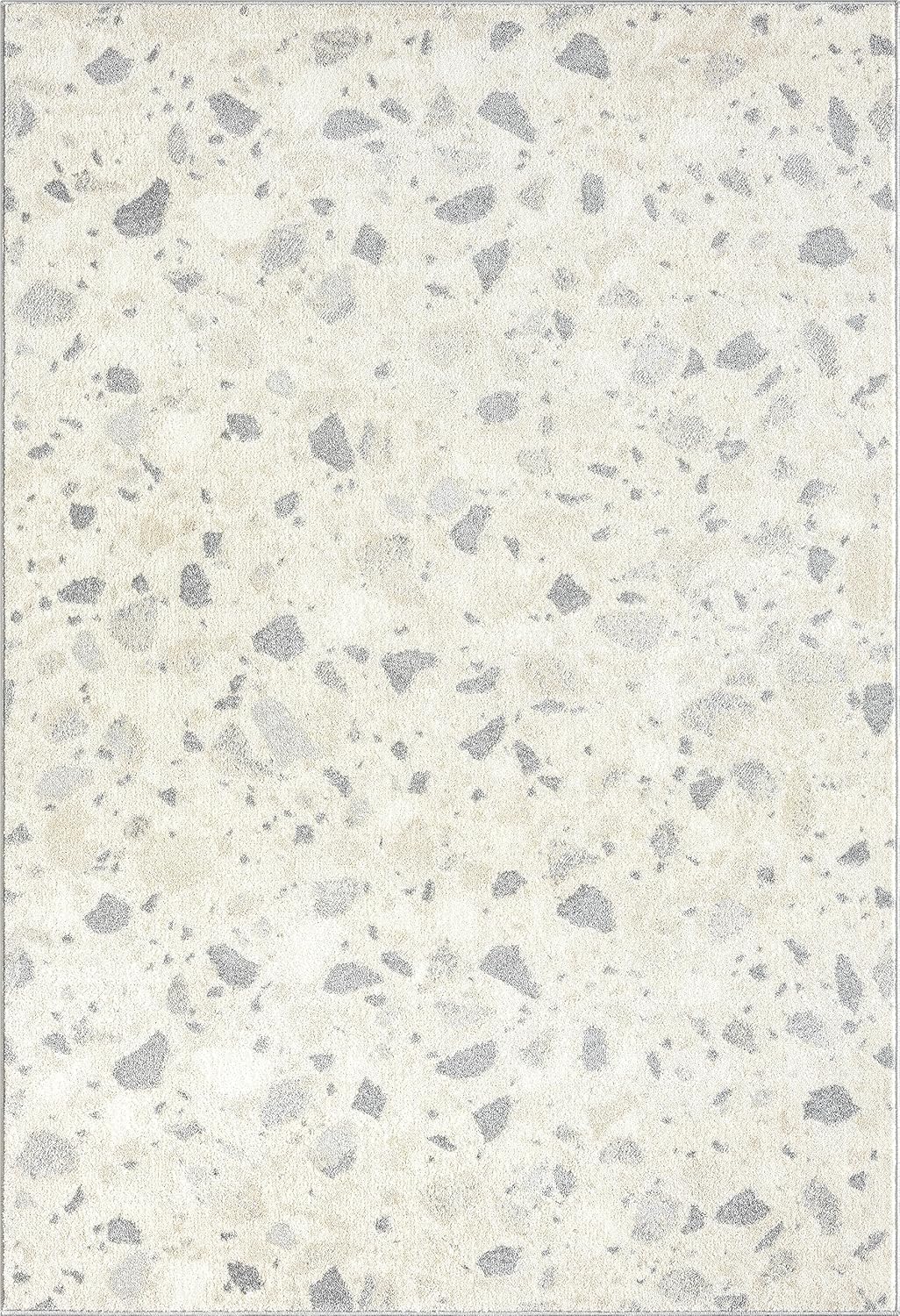 Abani Nuevo Collection – Alfombra de área, diseño moderno de terazzo de puntos marfilgris, 6 x 9 pies, fácil de limpiar, duradera para niños y