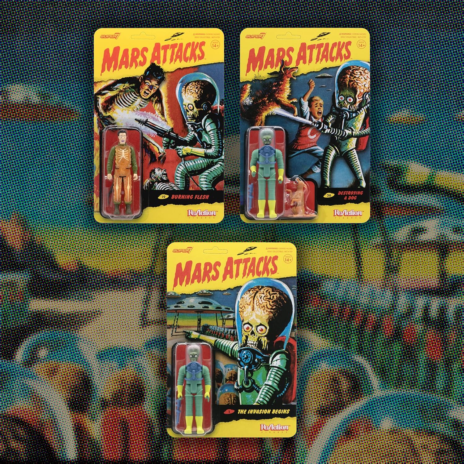Super7 Mars Attacks Martian The Invasion Begins – Figura de acción de Mars Attacks de 3.75 pulgadas con accesorio, coleccionables vintage y juguetes