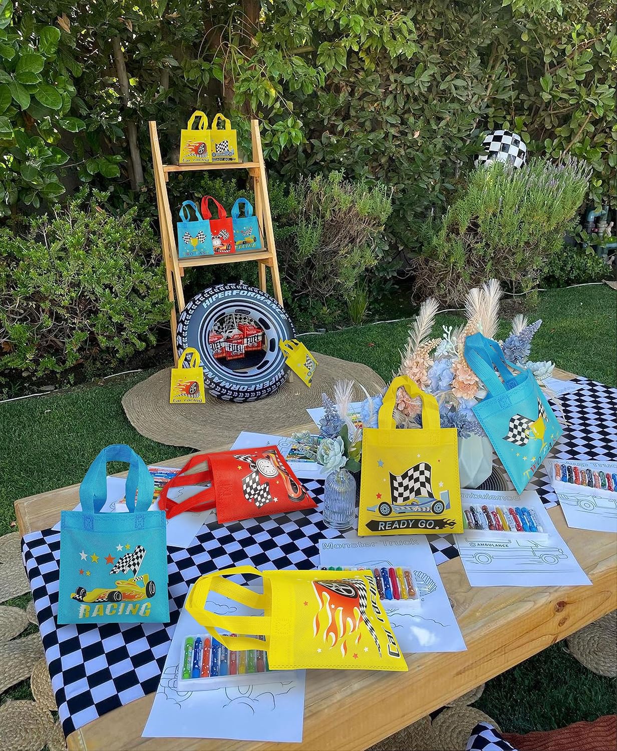 BANBALLON 20 bolsas de regalo de fiesta de coches de carreras, no tejidas, bolsas de regalo para niños, fiestas de cumpleaños, fiestas temáticas,