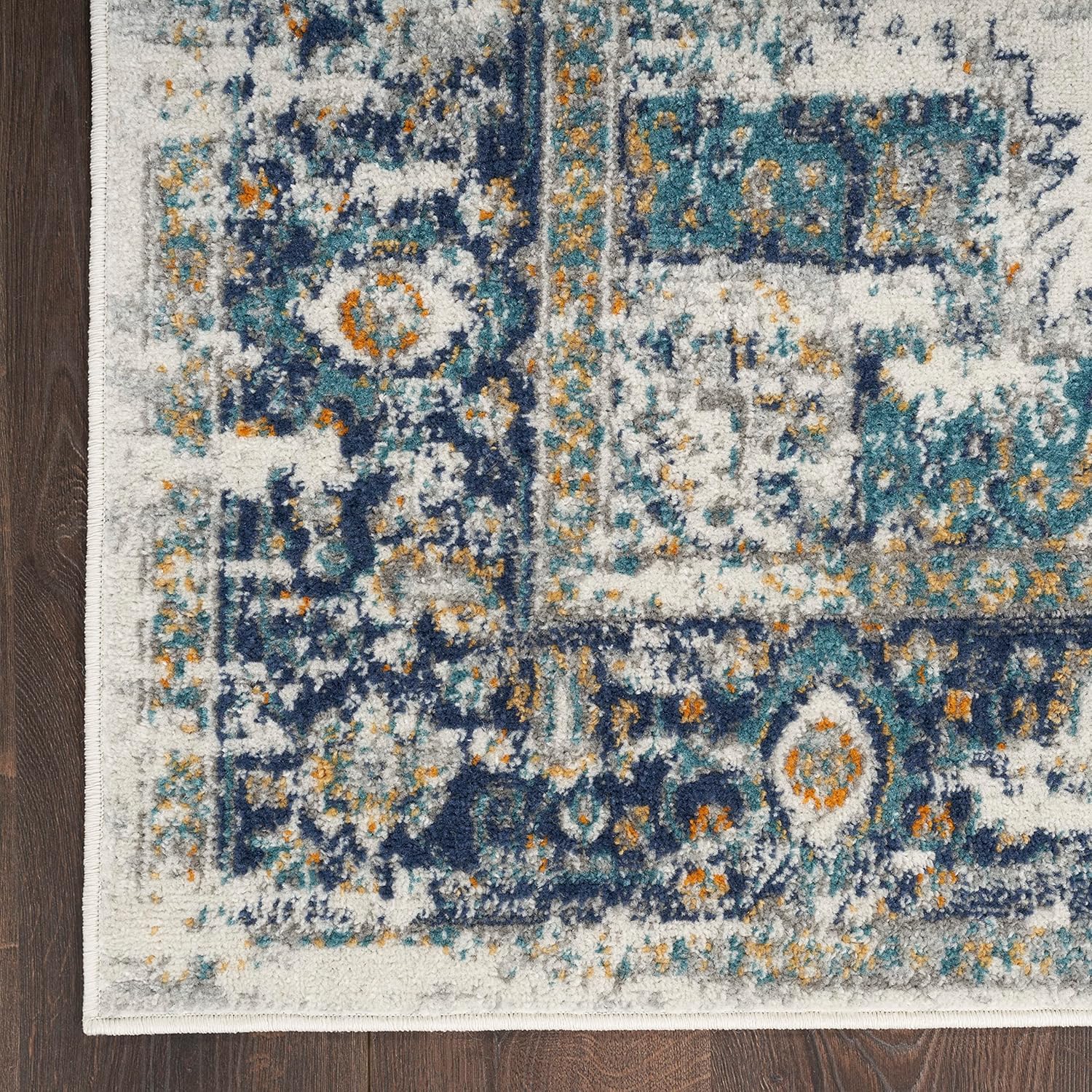 Nourison Passion Alfombra persa, marfilgrisazul, de 5 pies 3 pulgadas x 7 pies 3 pulgadas, fácil de limpiar, no desprende pelo, para habitación,