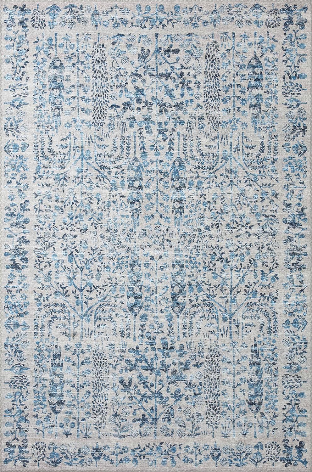 Loloi Rifle Paper Co. x Maison – Alfombra decorativa azul de 2 pies x 5 pies