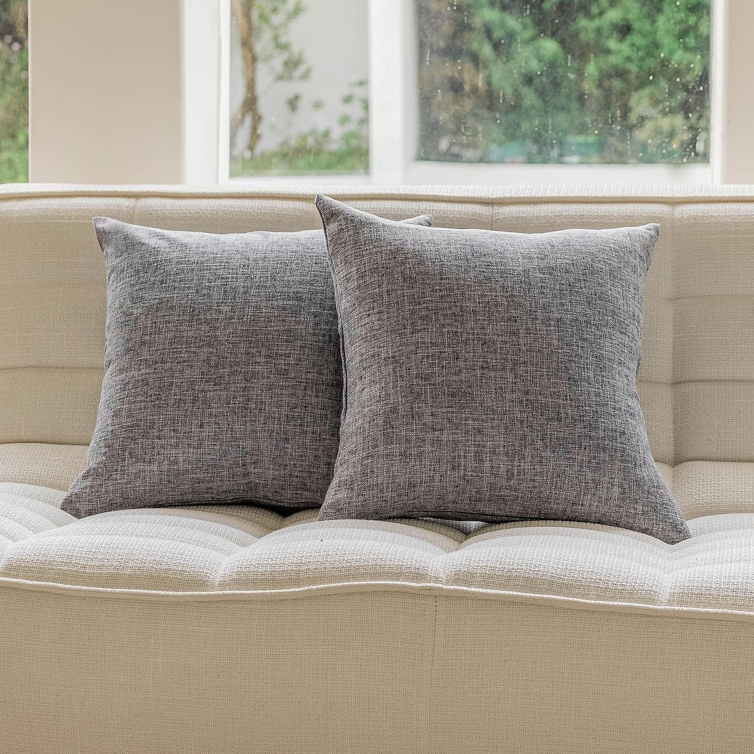 Home Brilliant Fundas de almohada grises de 18 x 18 pulgadas, lavables y con forro suave, fundas de almohada decorativas para sofá, jardín,