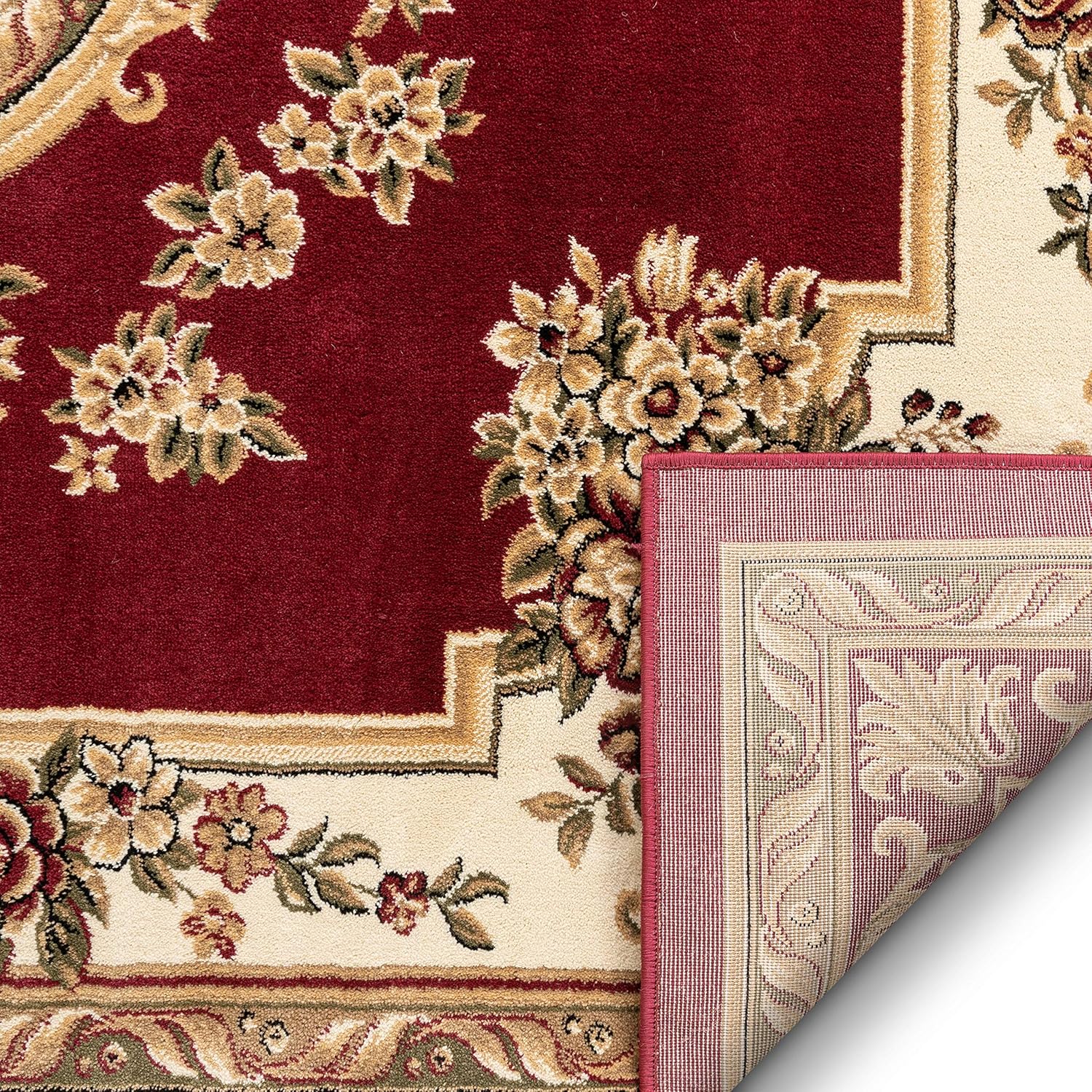 Alfombra de pastoral con medallón de tejido suave y grueso, estilo europeo, con diseño floral y tradicional, fácil de limpiar, moderna, clásica,