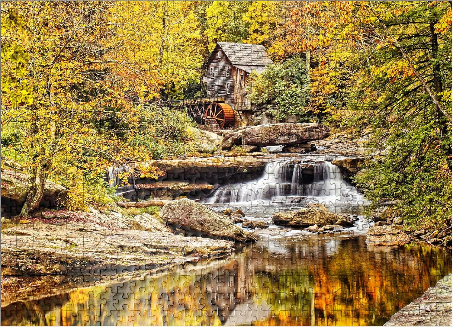MyPuzzle The Glade Creek Grist Mill in Babcock State Park en el sur de Virginia Occidental – Rompecabezas prémium de 500 piezas para adultos