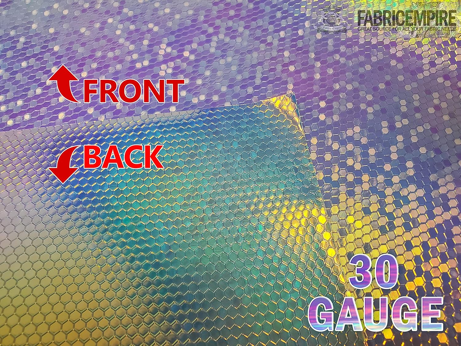 Fabric Empire The Yard – Tela de vinilo de plástico holográfica transparente de 38 pulgadas de ancho (calibre 30)