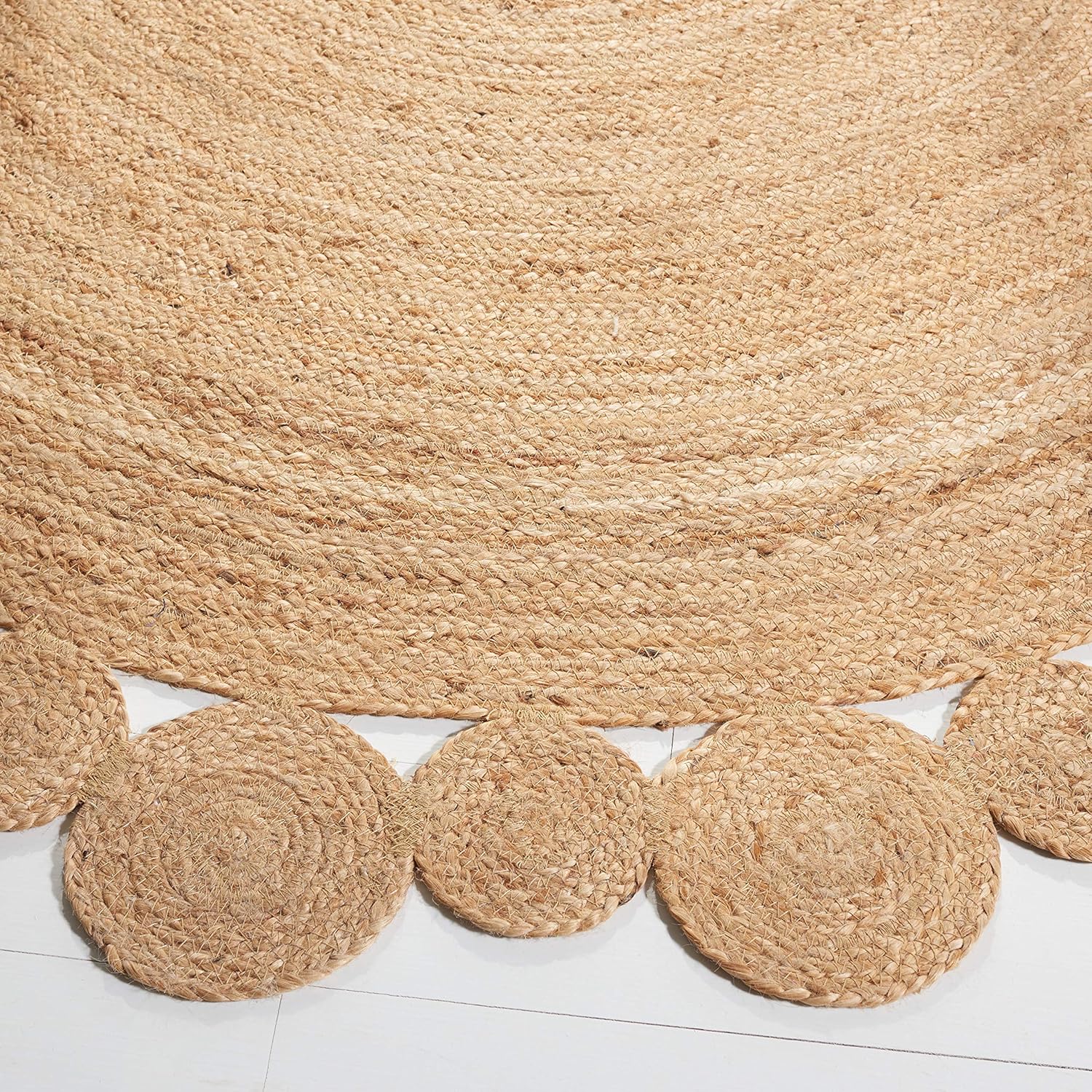 SAFAVIEH Natural Fiber Round Collection NFB307A – Alfombra redonda de yute con encanto de campo bohemio hecho a mano de 6 pies