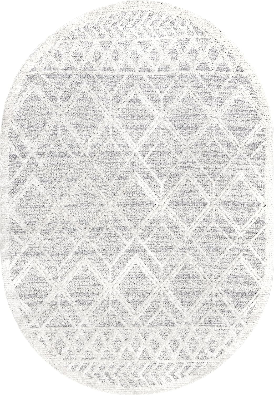 nuLOOM Ansley – Alfombra marroquí ovalada de 7 x 9 con borlas, gris claro, diseño bohemio con textura alta-baja, pelo alto de felpa, resistente a