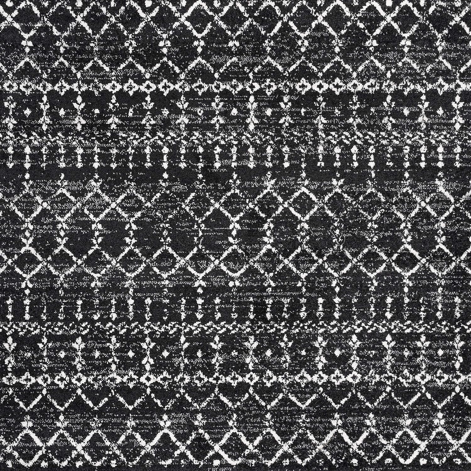 JONATHAN Y MOH101D-5SQ – Alfombra marroquí Hype boho vintage con diseño de diamante para interiores, estilo bohemio, fácil de limpiar, para
