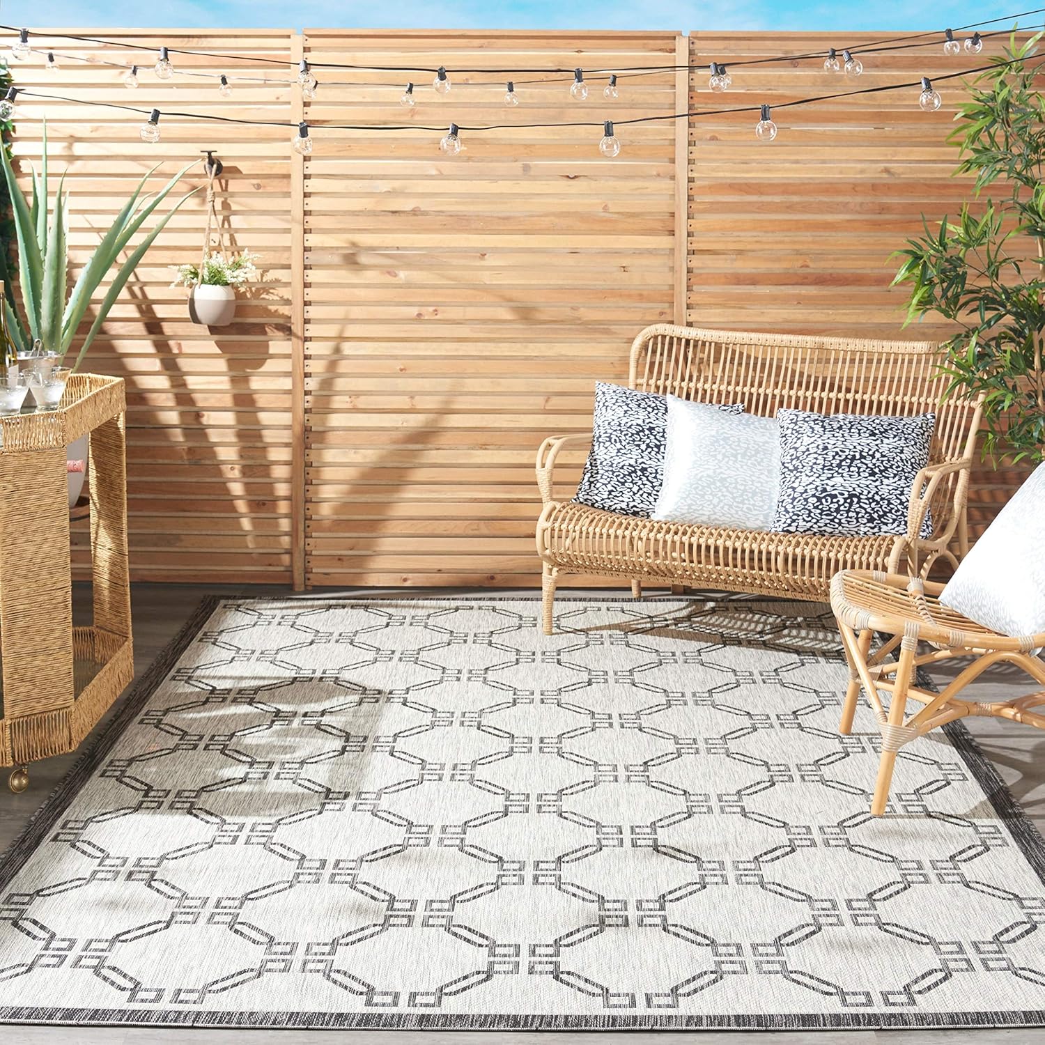Nourison Garden Party – Alfombra de área de 2.2 x 7.6 pies, tradicional, enrejado, dormitorio, sala de estar, comedor, cocina, fácil limpieza, no se