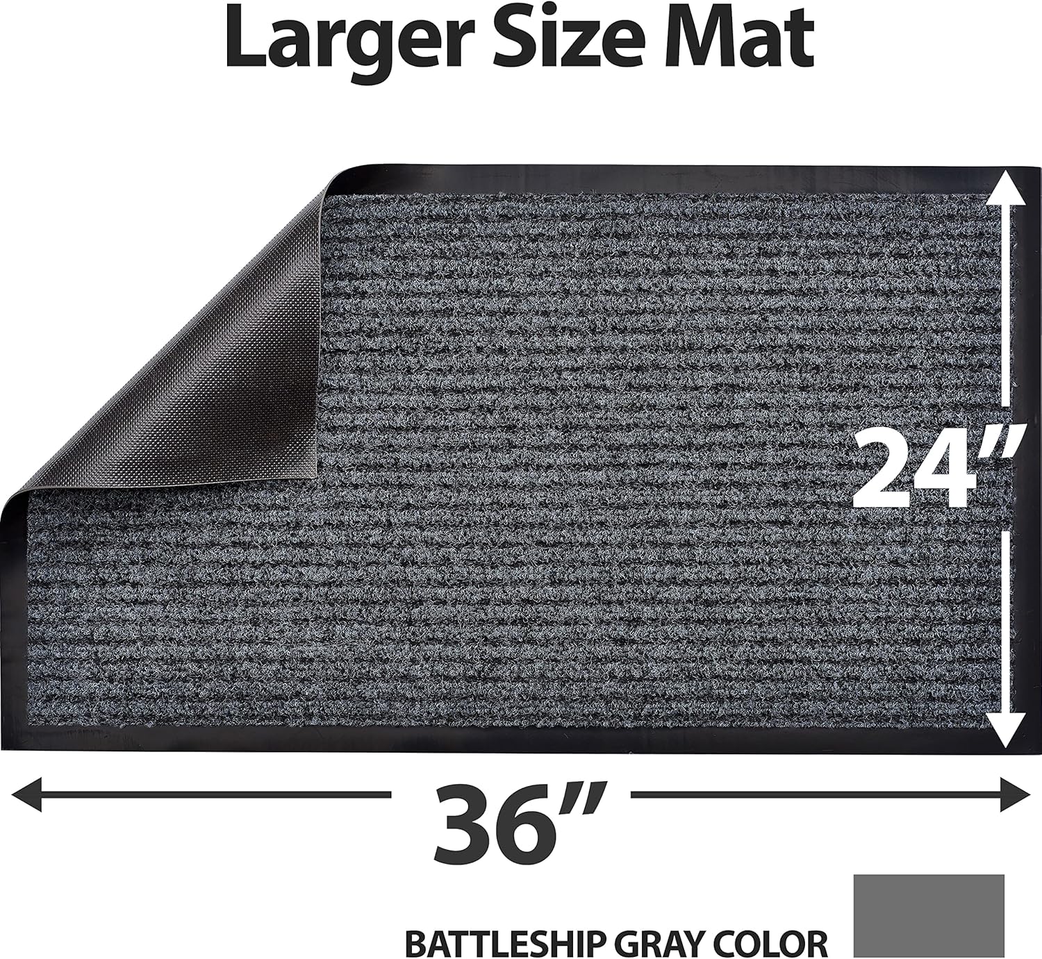 2-Pack Front Door Mat – Large 36 x 24 Welcome Indoor Outdoor Entryway Mats for Shoe Scraper, Ideal for Inside Outside High Traffic Area, Gray