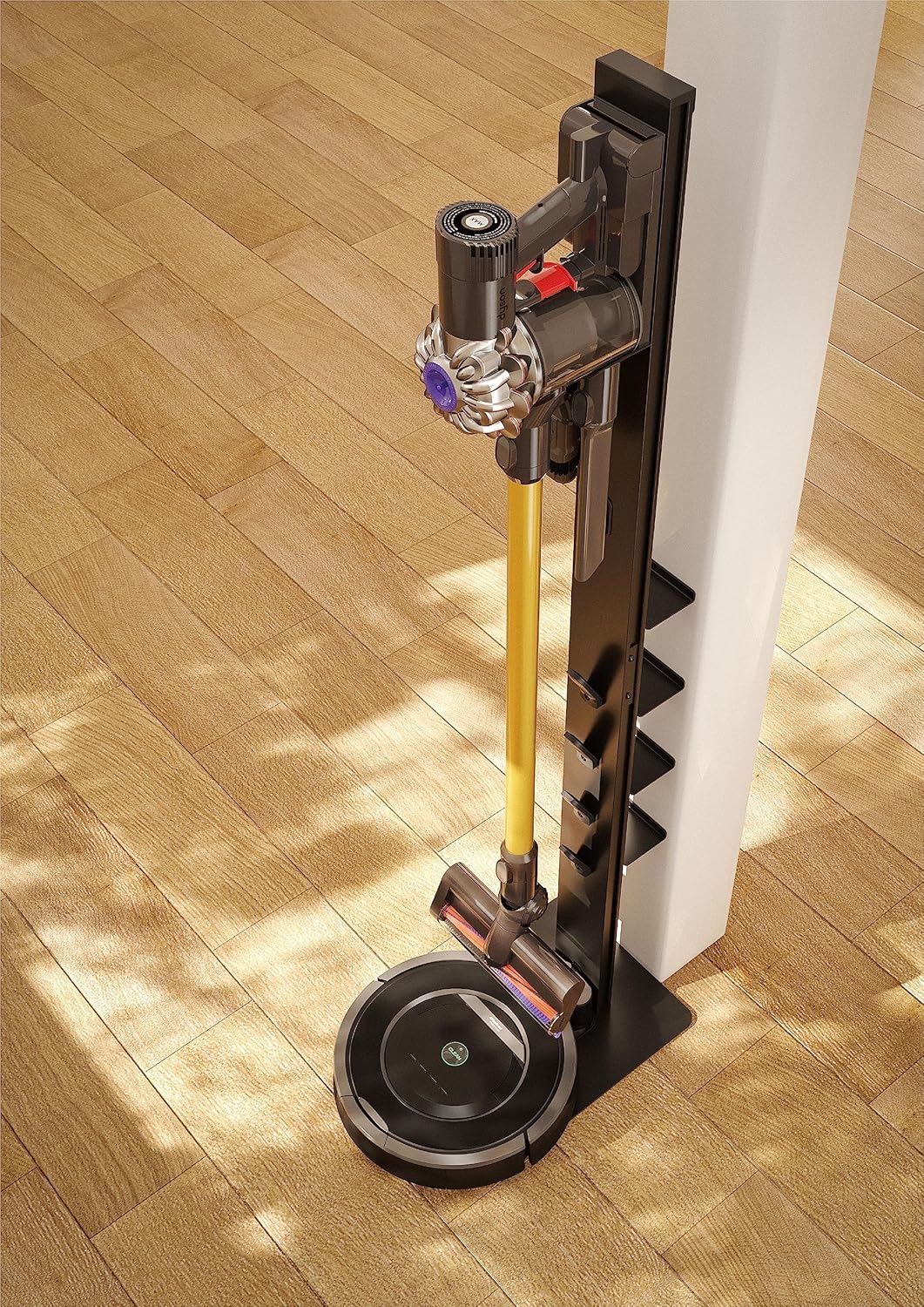 Mount Plus HAB2-HS Premier – Soporte de almacenamiento de aluminio hecho para Dyson V15 V12 V11 V10 V8 V7 V6 aspiradora inalámbrica y robot de piso