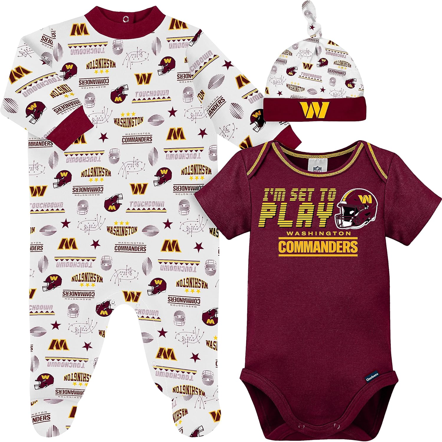 Gerber Conjunto de regalo unisex para bebé con pies de equipo de la NFL para dormir y jugar