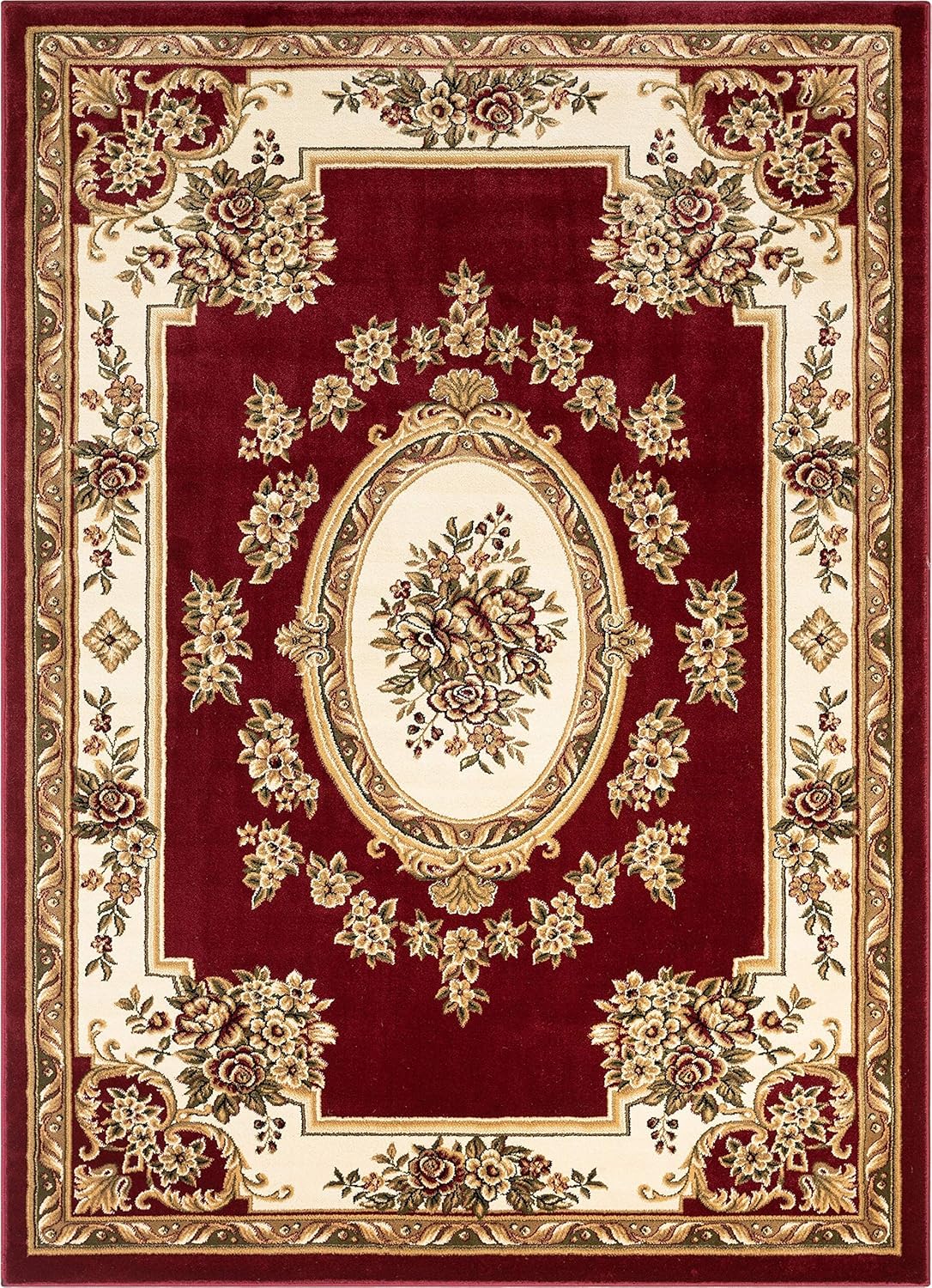 Alfombra de pastoral con medallón de tejido suave y grueso, estilo europeo, con diseño floral y tradicional, fácil de limpiar, moderna, clásica,
